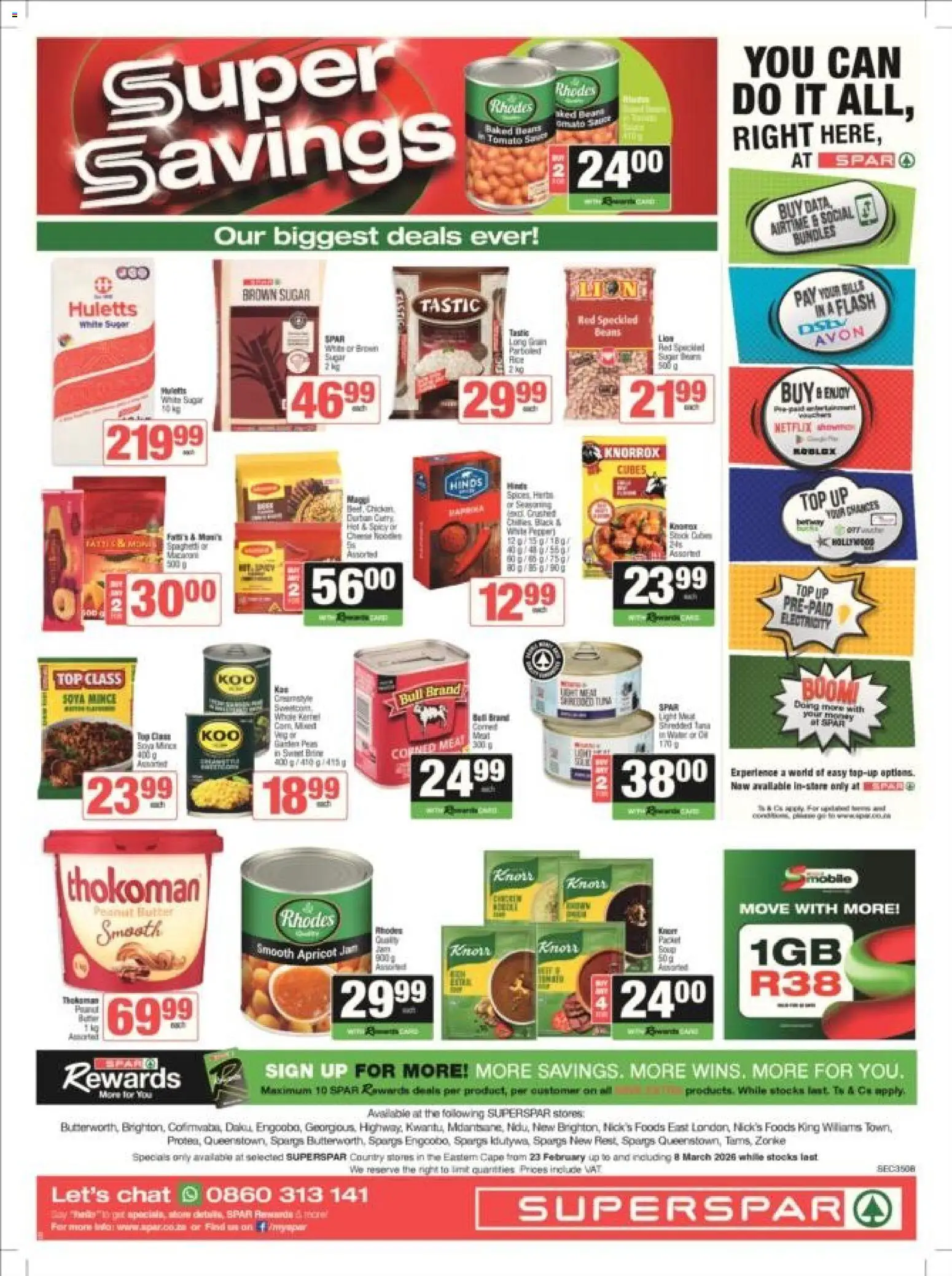 New Spar catalogue – valid from 23.02.2026 | Page: 25 | Products: Beans, Baked beans, Peanut butter, Sugar