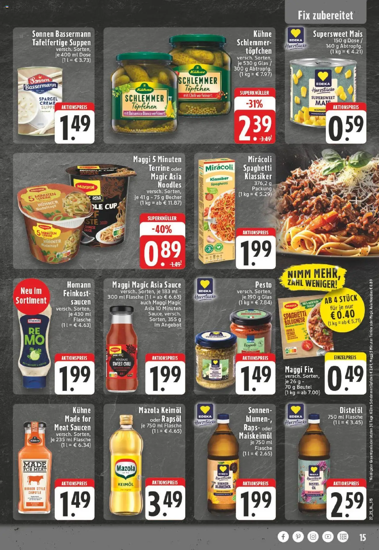 Edeka prospekt Mönchengladbach	 - gültig ab dem 29.06.2025 | Seite: 15 | Produkte: Balsamico, Blumen, Creme, Maggi fix