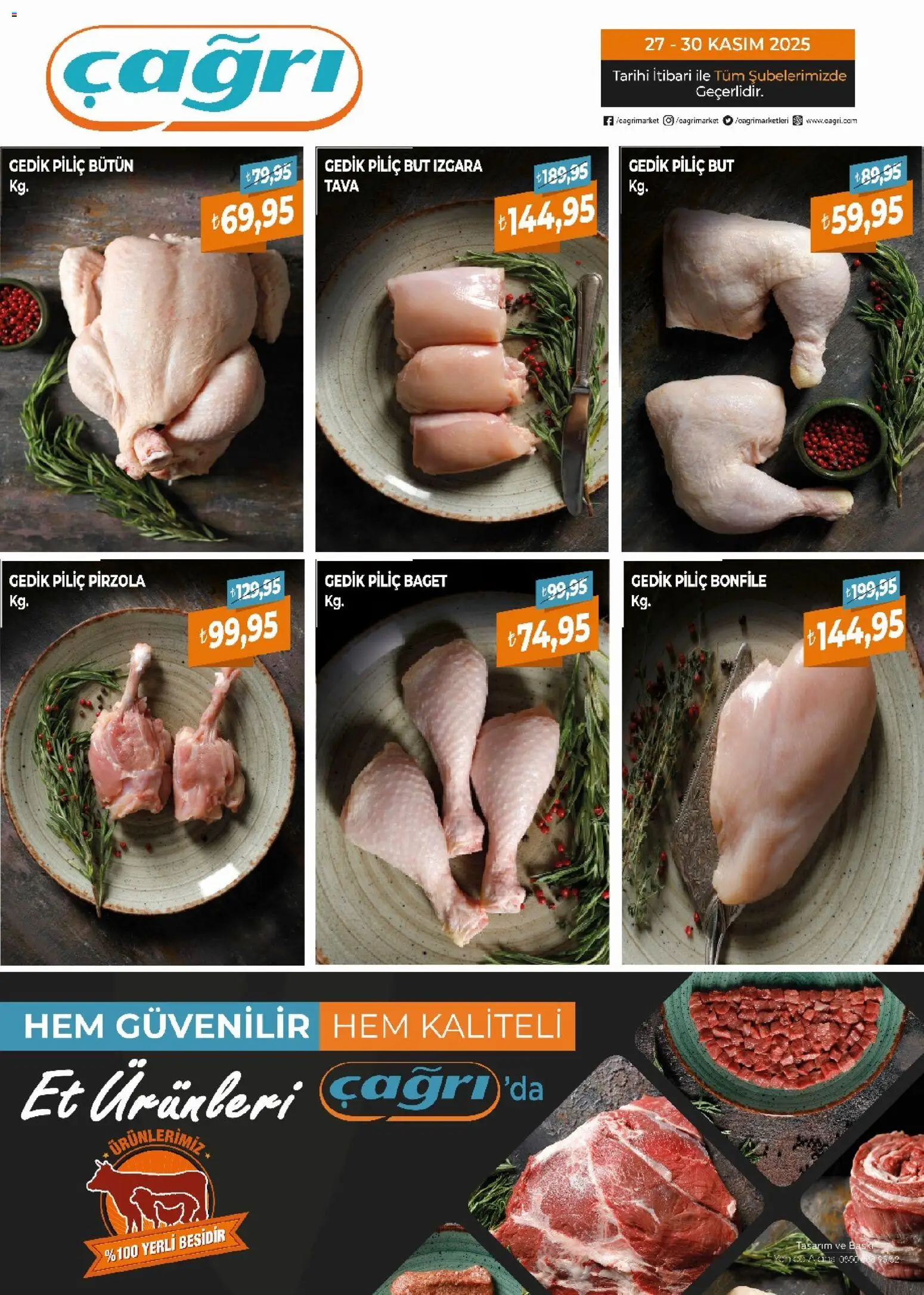 Çağrı Market - Kasap Katalog - 27.11.2025 tarihinden itibaren geçerlidir | Sayfa: 2 | Ürünler: Piliç, Piliç bonfile, Pirzola, Izgara