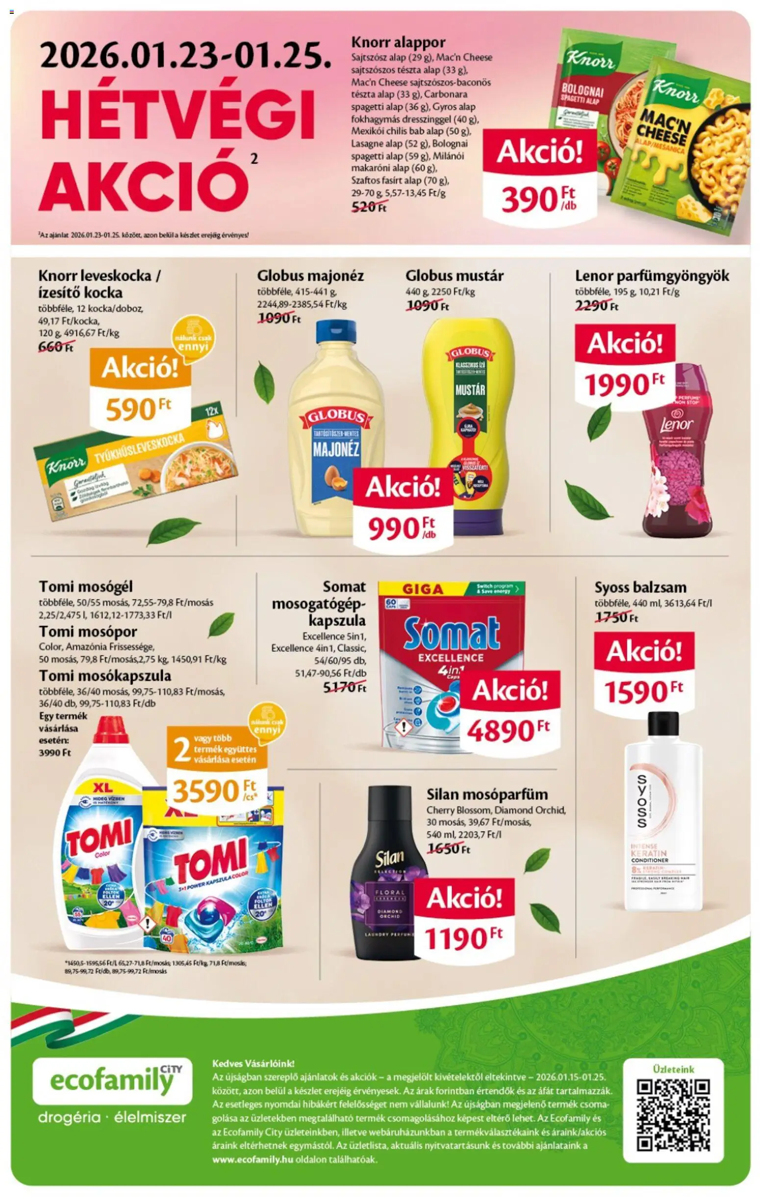EcoFamily akciós ujság - amely érvényes a következő dátumtól: 15.01.2026 | Oldal: 4 | Termékek: Spagetti, Mosókapszula, Chilis bab, Mustár