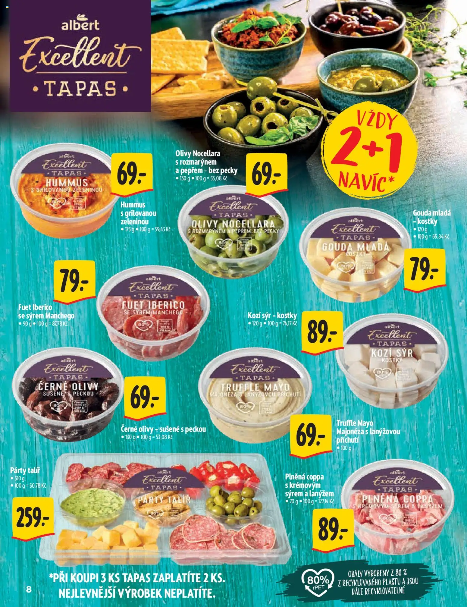 Albert katalog - Hypermarket od 25.03.2026 | Strana: 8 | Produkty: Gouda, Majonéza, Olivy, Fuet