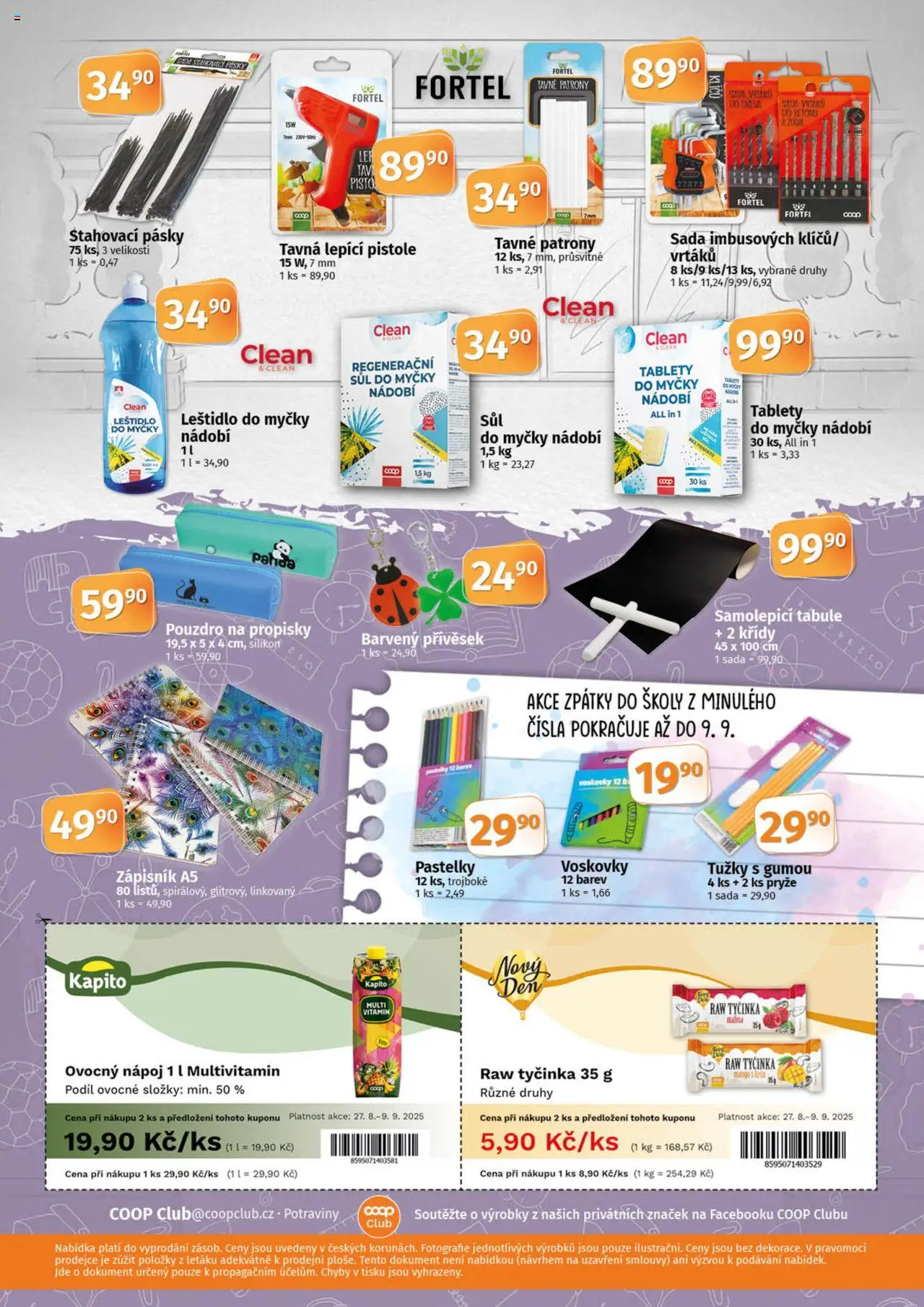 Coop leták - Tuty od 27.08.2025 | Strana: 10 | Produkty: Pastelky, Sůl do myčky, Pouzdro, Barvy