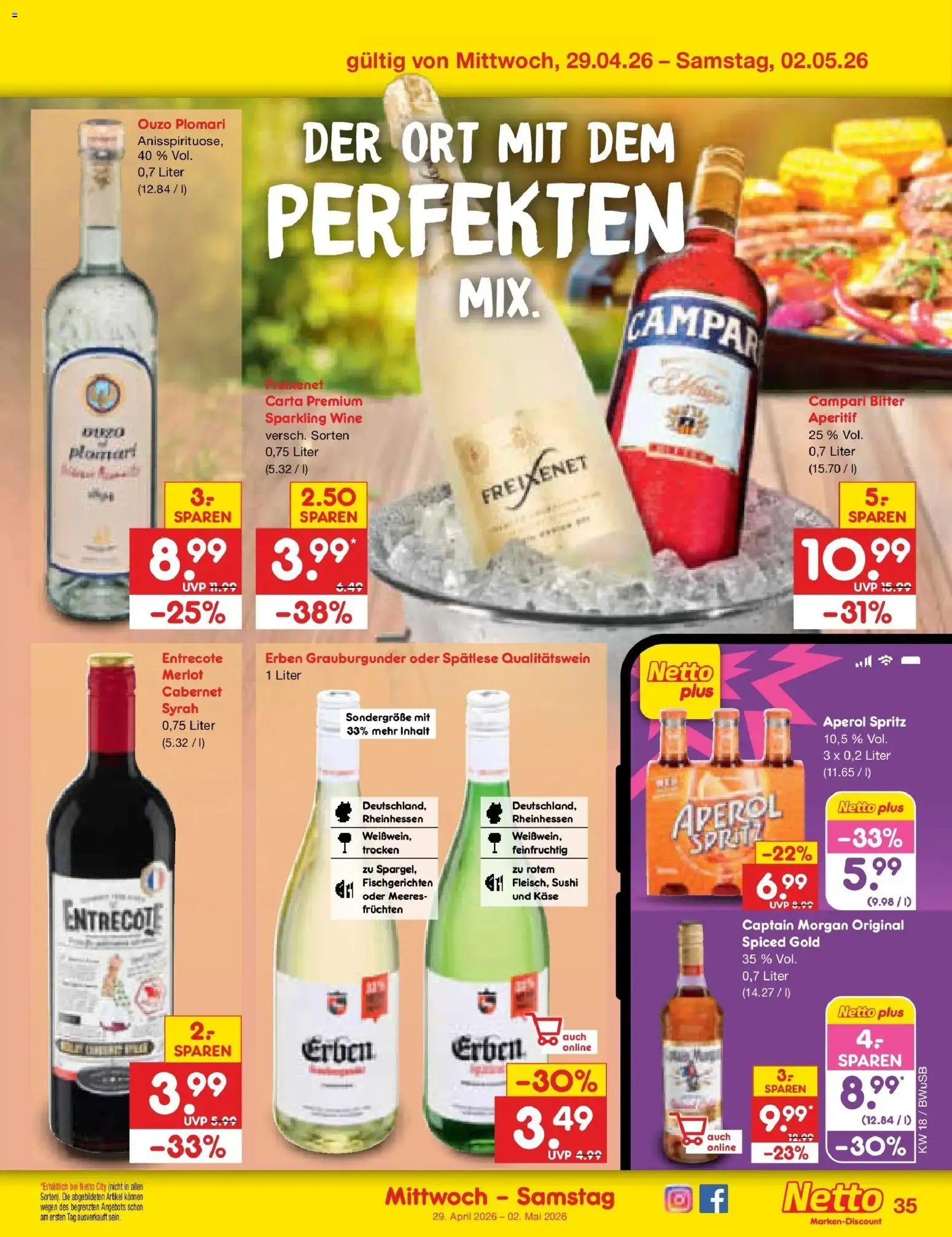 Netto Marken-Discount Prospekt Stemwede-Dielingen	 – gültig ab 27.04.2026 | Seite: 49 | Produkte: Campari, Merlot, Captain morgan, Ouzo plomari