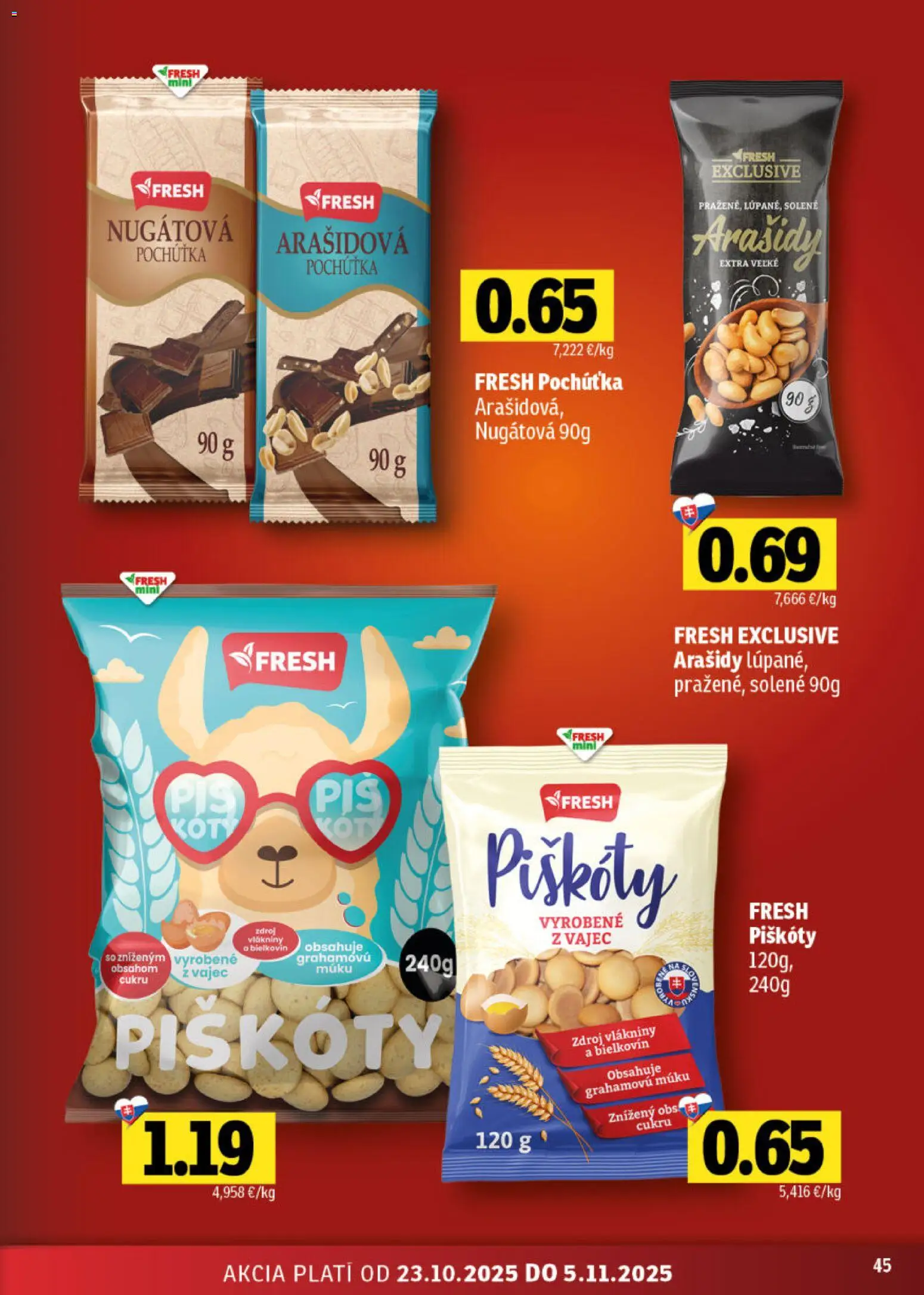 Nové Fresh akcie – leták je platný od 23.10.2025 | Strana: 45 | Produkty: Arašidy