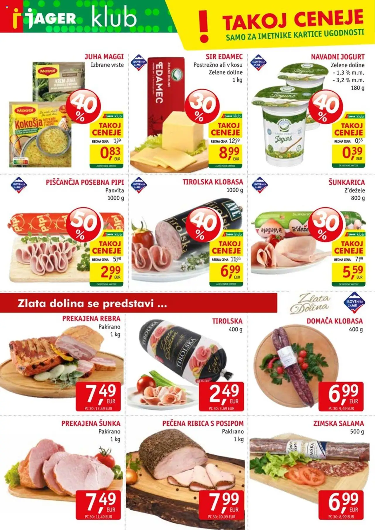 Novi Jager katalog ponudbe – veljaven od 01.10.2025 | Stran: 4 | Izdelki: Edamec, Sir, Jogurt, Salama