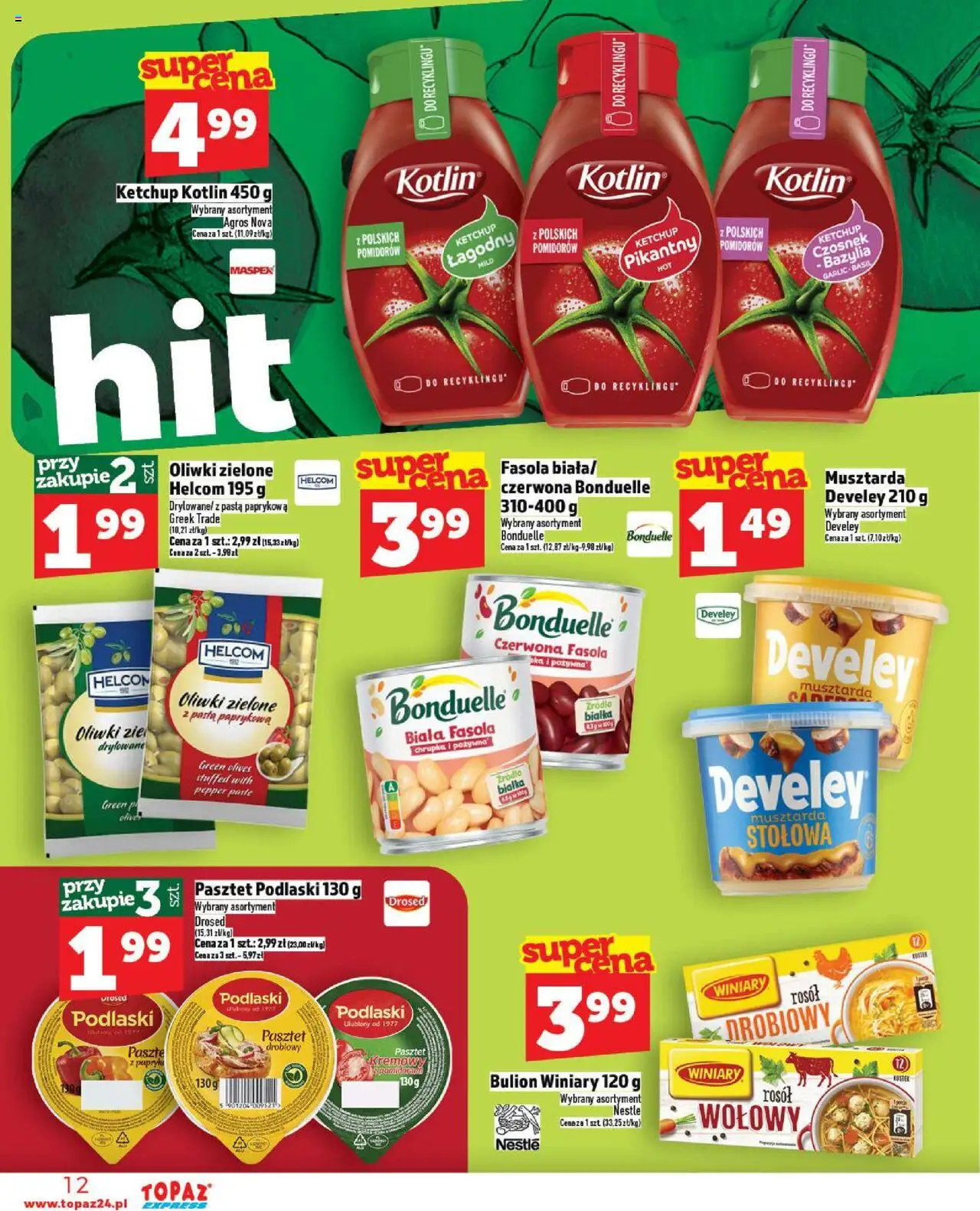 Topaz Gazetka - Express od 02.10.2025 | Strona: 12 | Produkty: Oliwki zielone, Papryka, Bazylia, Musztarda
