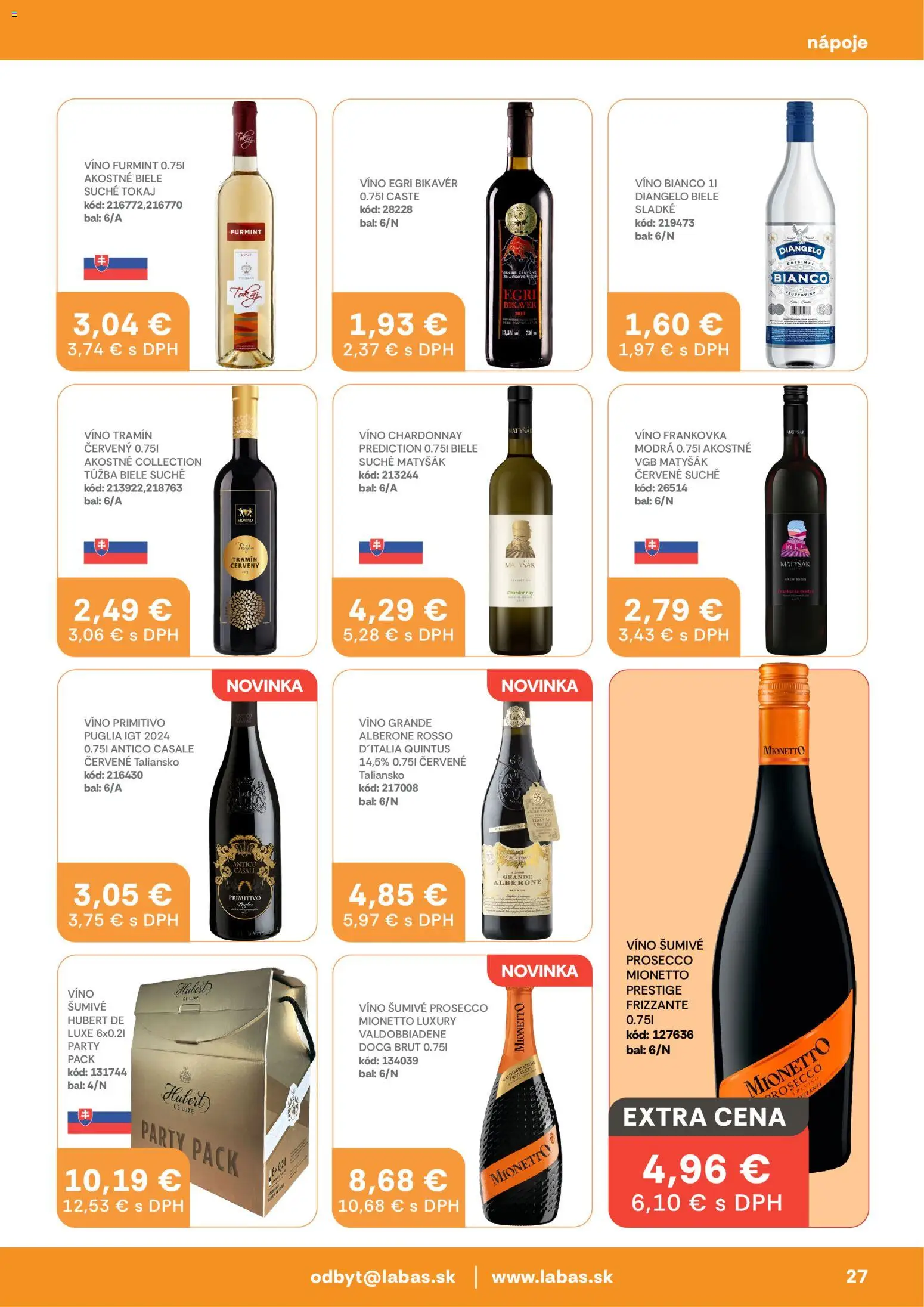 Nové Labaš akcie – leták je platný od 10.04.2026 | Strana: 27 | Produkty: Víno, Prosecco