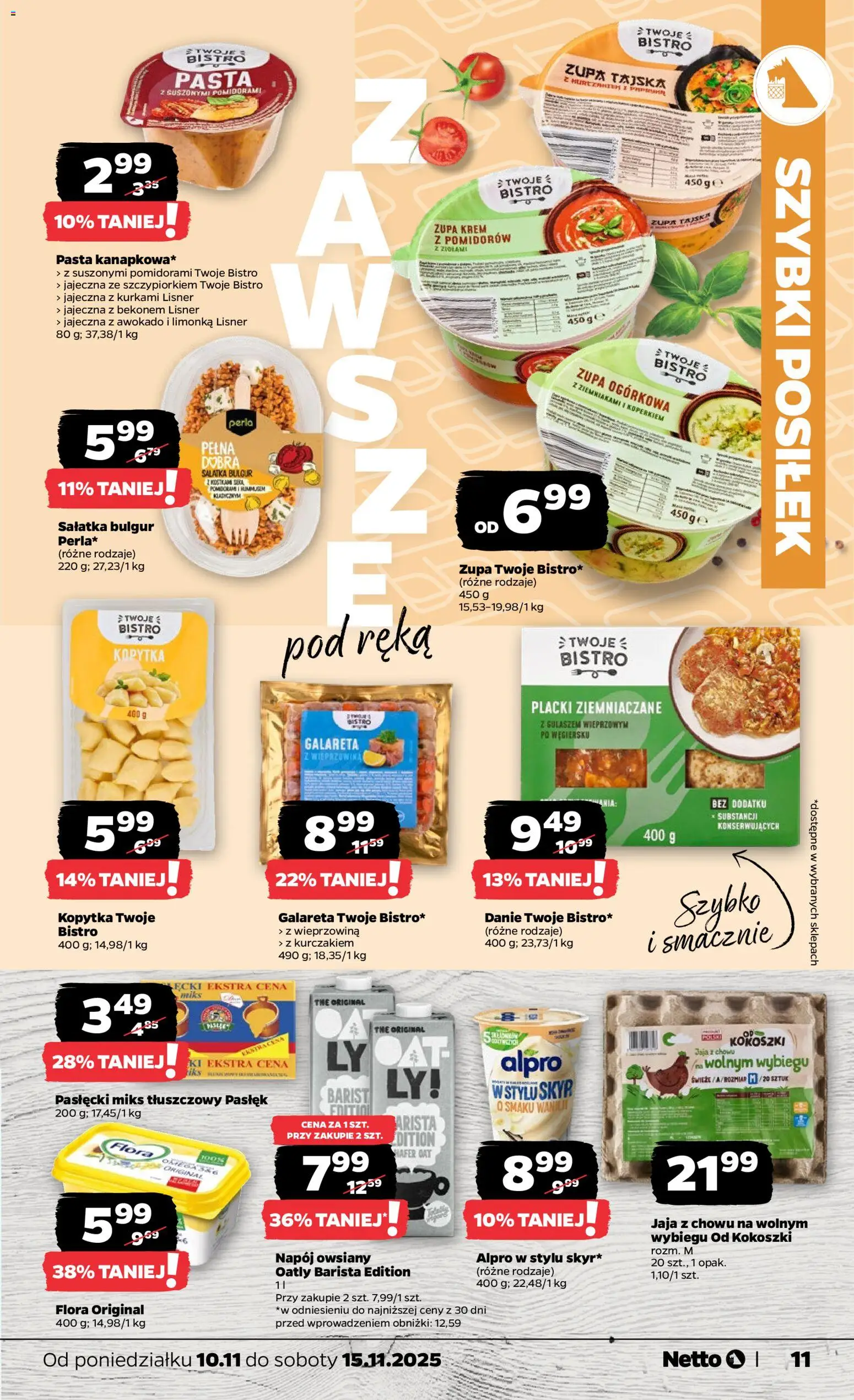 Netto gazetka - Spożywcza od 10.11.2025 | Strona: 11 | Produkty: Alpro, Kopytka, Jaja, Skyr