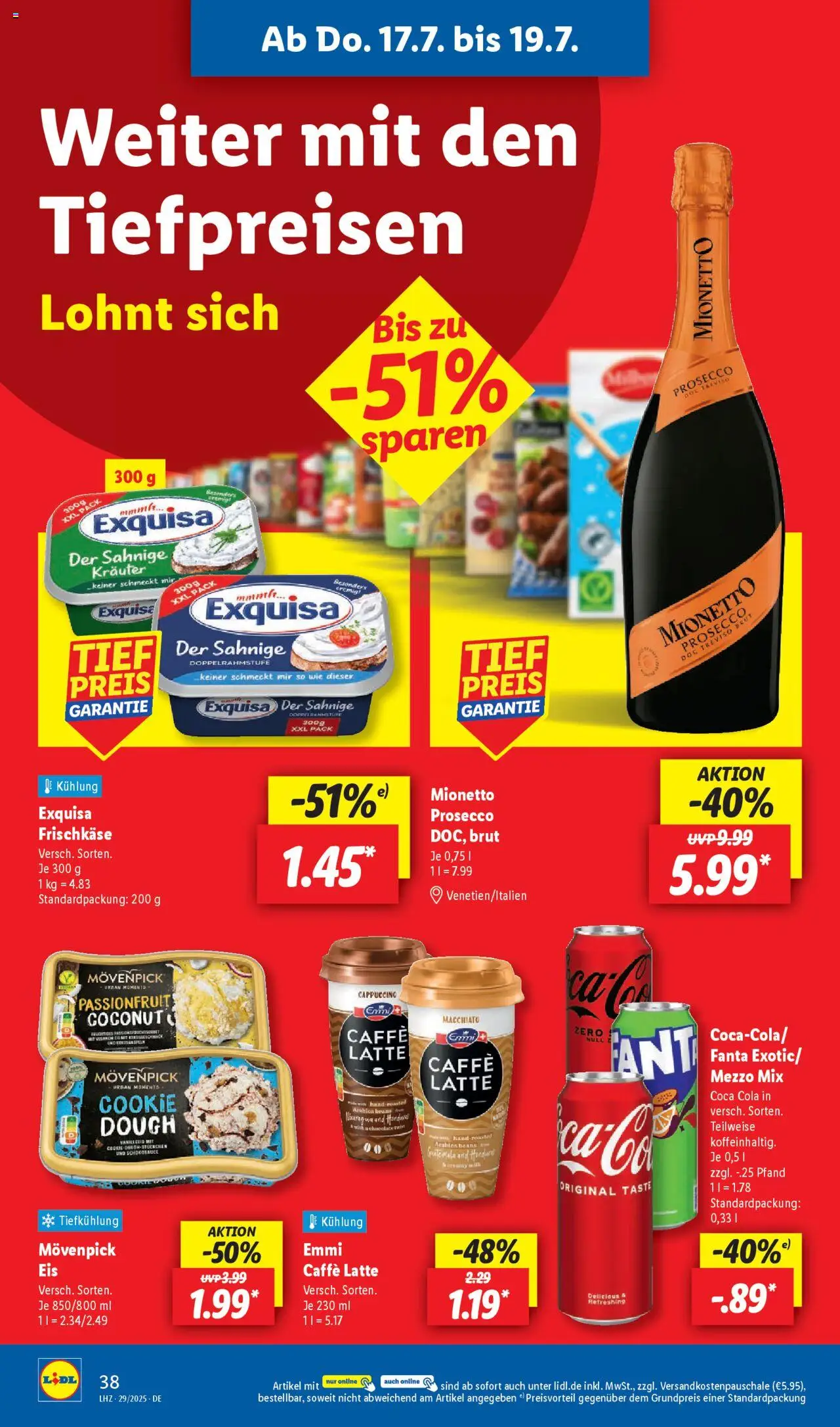 Lidl Prospekt Heppenheim - gültig ab dem 14.07.2025 | Seite: 56 | Produkte: Fanta, Cola, Prosecco, Frischkase