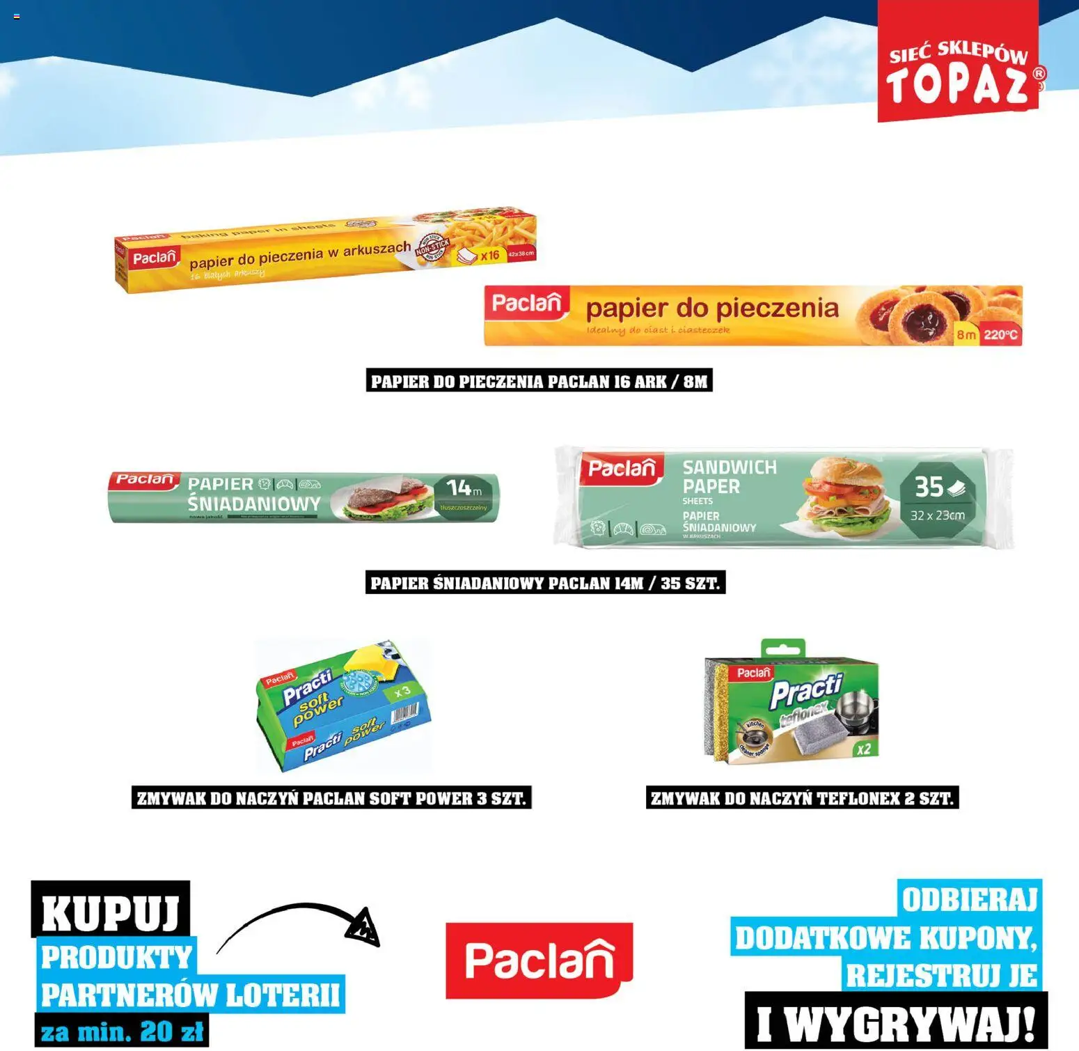 Topaz Gazetka - Katalog Produktów Objętych Loterią od 01.12.2025 | Strona: 95 | Produkty: Papier śniadaniowy, Papier do pieczenia, Sandwich
