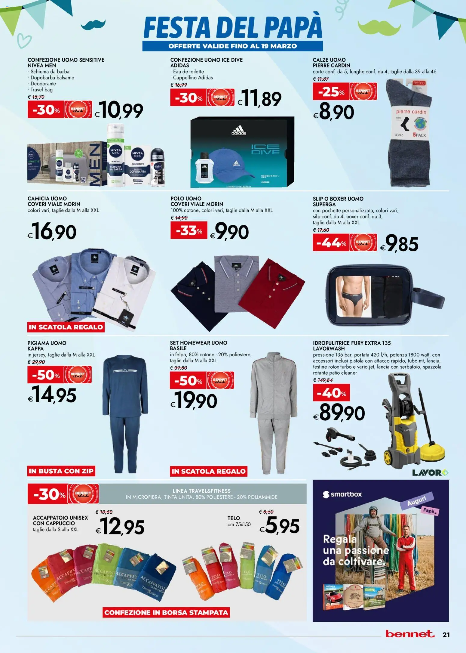 Volantino bennet del 05.03.2026 | Pagina: 21 | Prodotti: Schiuma da barba, Slip, Tubo, Scatola