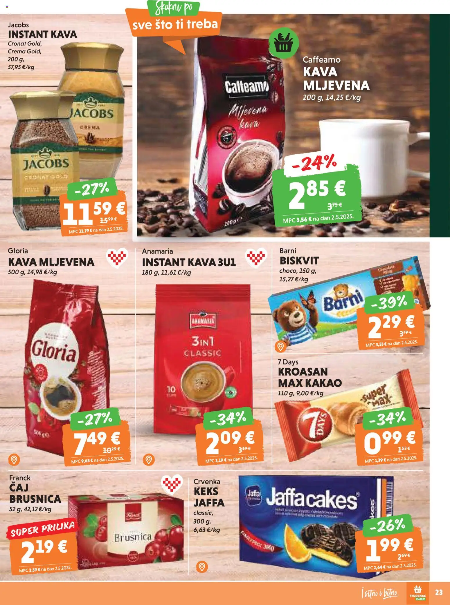 Studenac katalog | vrijedi od 26.11.2025 | Stranica: 23 | Proizvodi: Kava, Keks, Kroasan, Brusnica