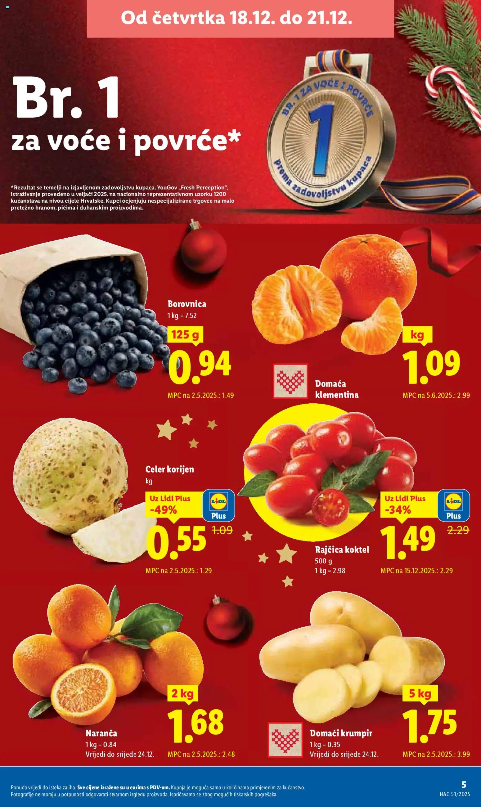 Lidl katalog | vrijedi od 18.12.2025 | Stranica: 5 | Proizvodi: Celer, Krumpir, Voće, Borovnica