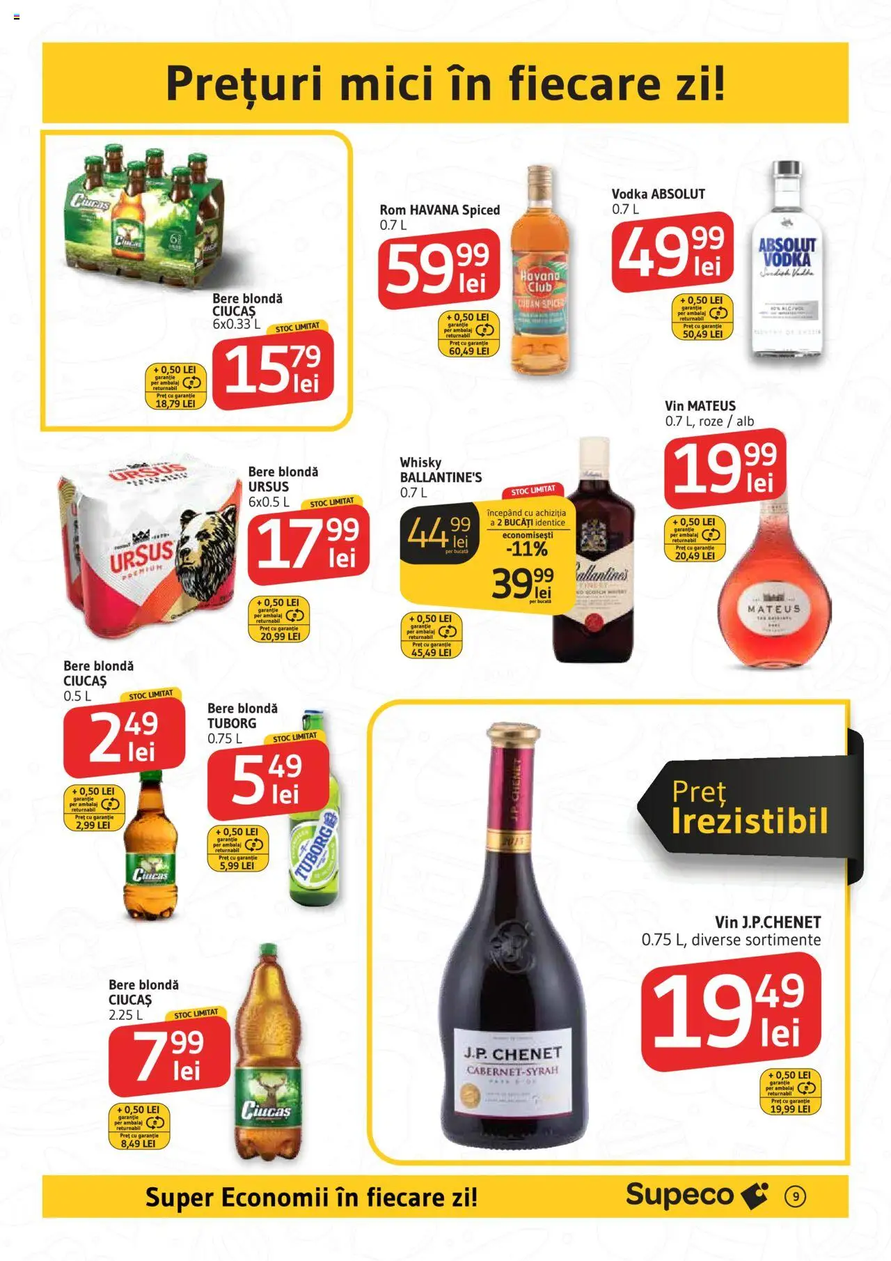 Supeco catalog - Deschidere Roman – valabil de la 04.09.2025 | Pagină: 9 | Produse: Mici, Vin, Rom, Vodka