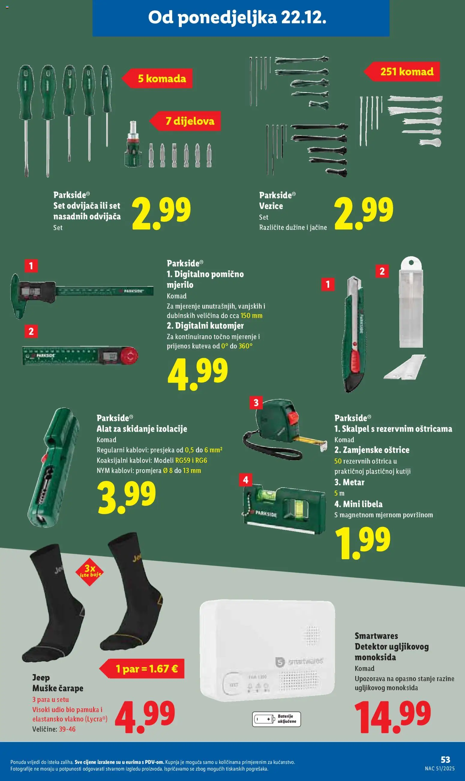 Lidl katalog | vrijedi od 18.12.2025 | Stranica: 53 | Proizvodi: Čarape, Metar, Skalpel, Parkside