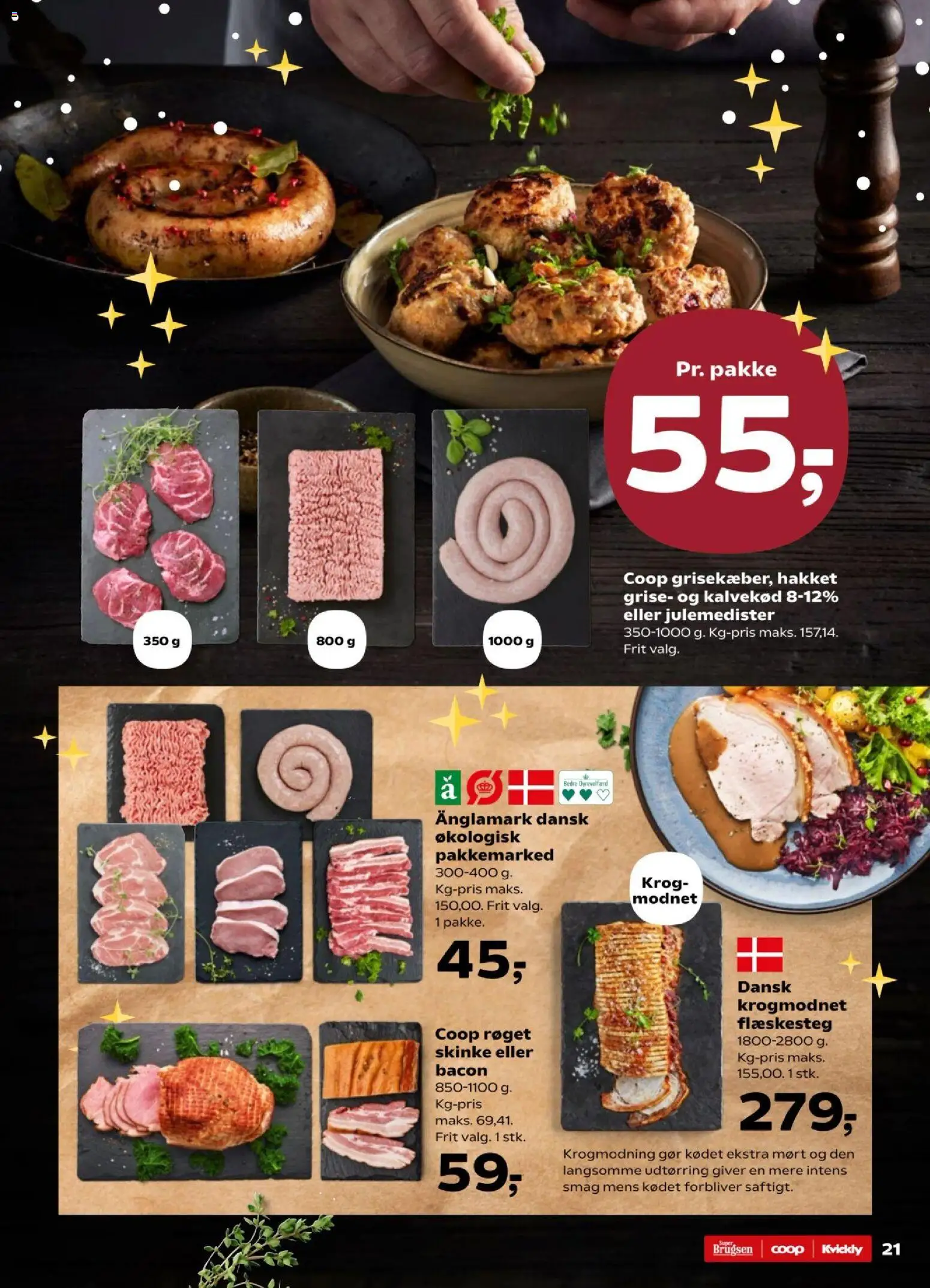 Super Brugsen tilbudsavis – gyldig fra 28.11.2025 | Side: 21 | Produkter: Skinke, Flæskesteg, Bacon