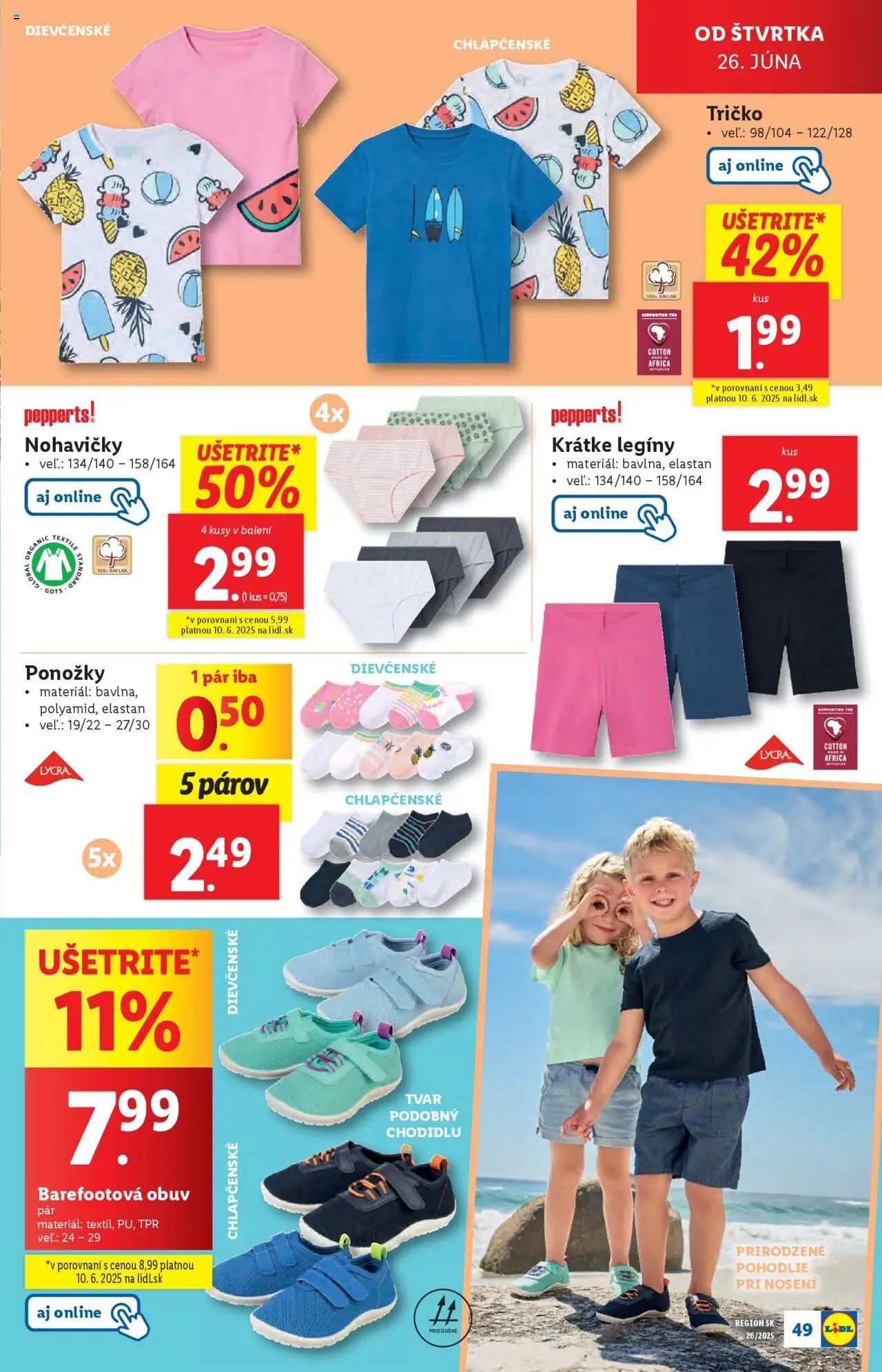 Lidl leták │ platný od 23.06.2025 | Strana: 59 | Produkty: Tričko, Nohavičky, Ponožky, Legíny