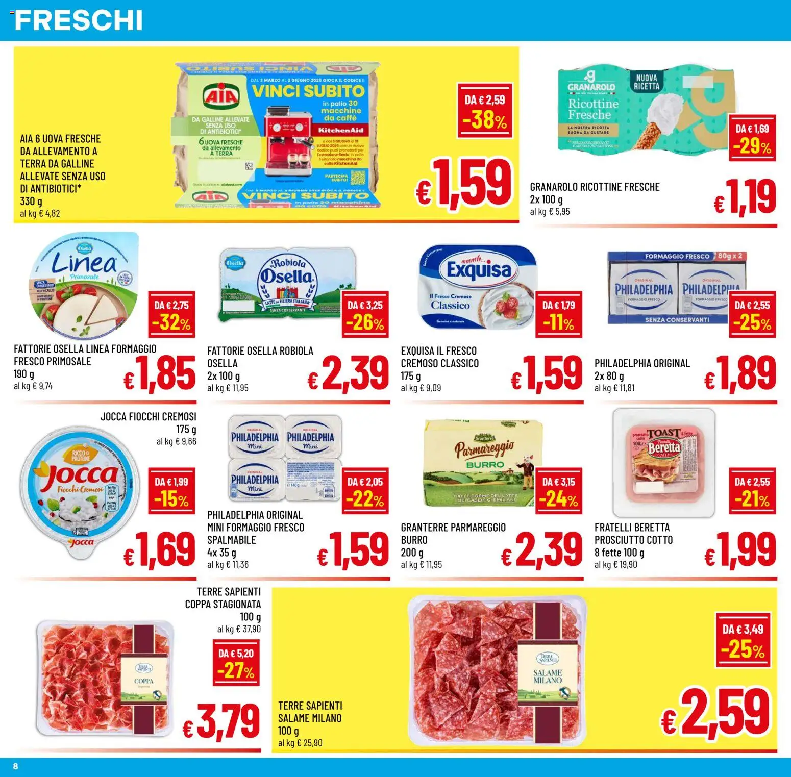 Volantino A&O del 10.11.2025 | Pagina: 8 | Prodotti: Salame, Formaggio, Burro, Robiola