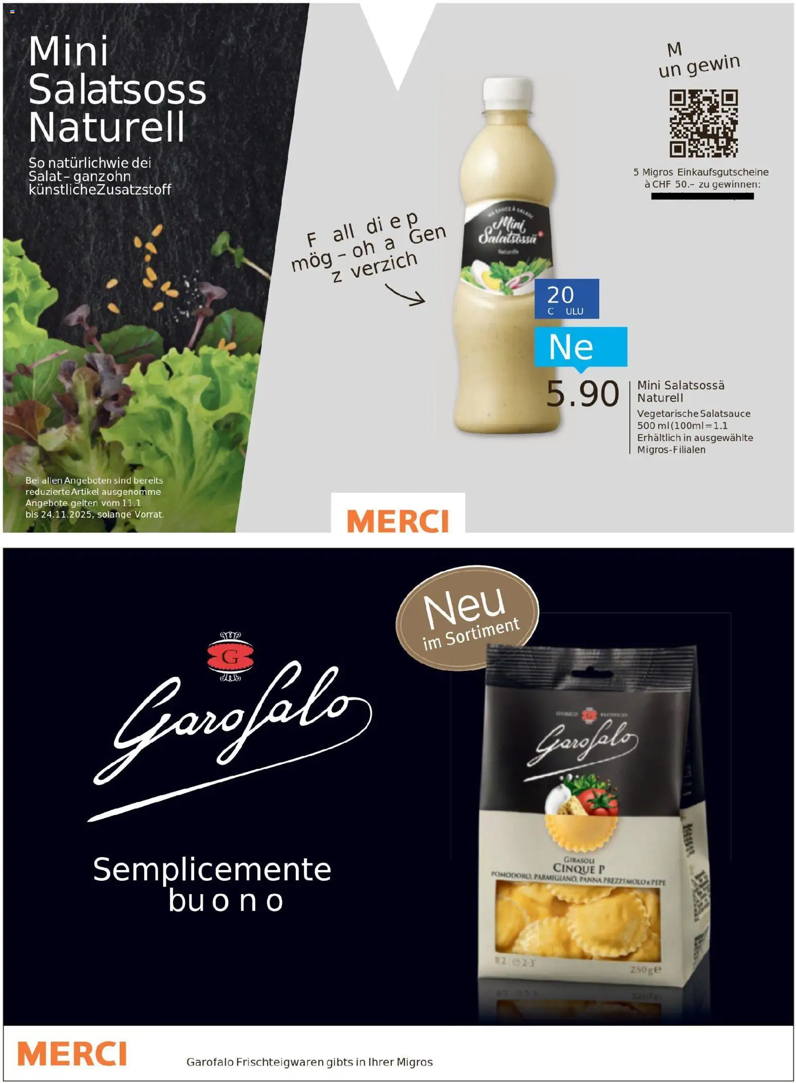 Migros Magazin – gültig ab 10.11.2025 | Seite: 48 | Produkte: Dressing, Pasta, Salat
