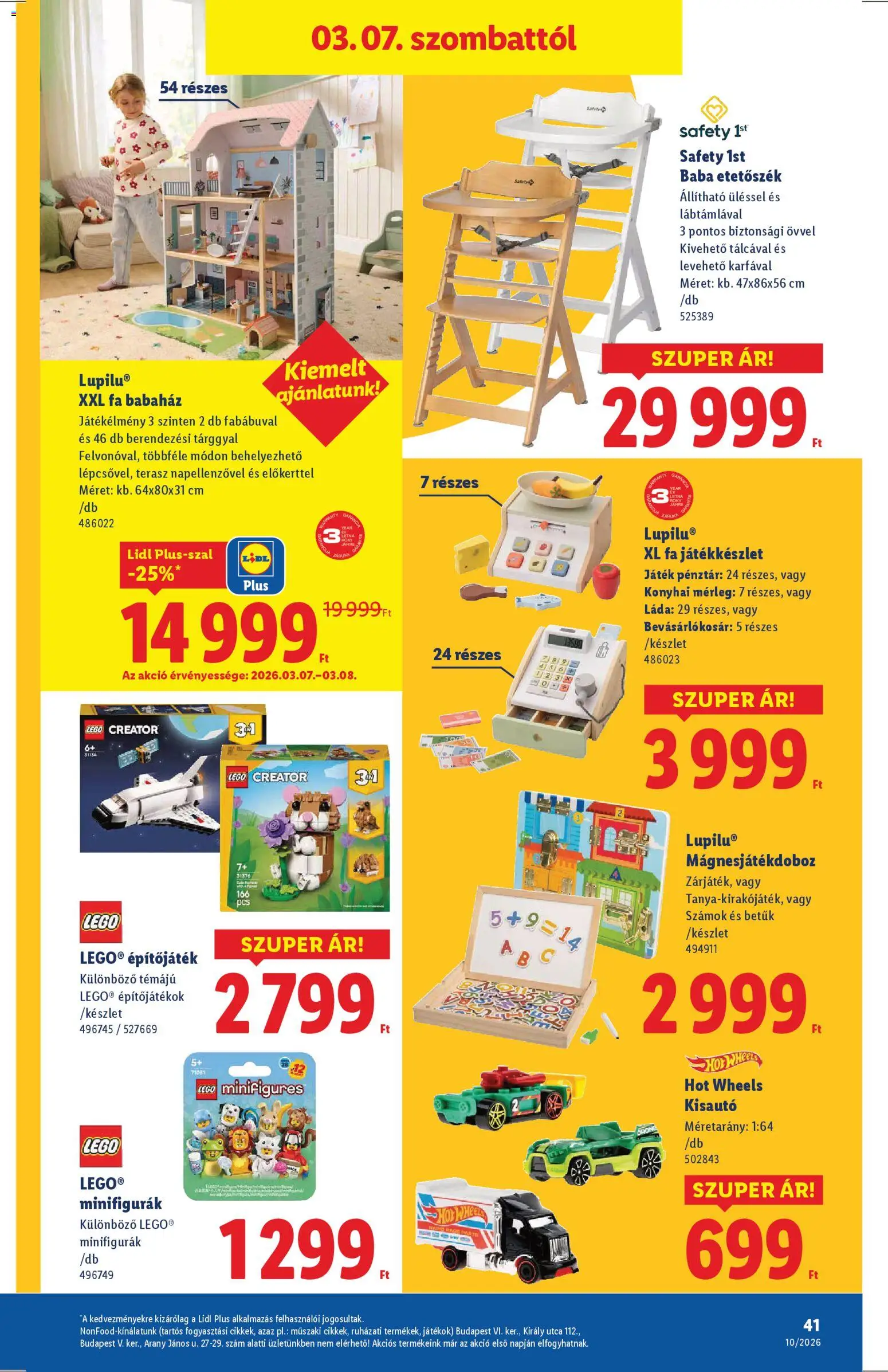 Lidl akciós ujság - amely érvényes a következő dátumtól: 05.03.2026 | Oldal: 41 | Termékek: Játék, Etetőszék, Játékok