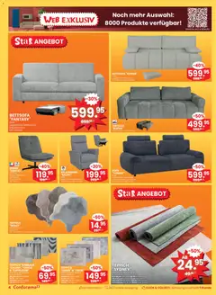 Conforama Aktionen ab 10.12.2025 gültig | Seite: 4 | Produkte: Sofa, Sessel, Teppich, Relaxsessel
