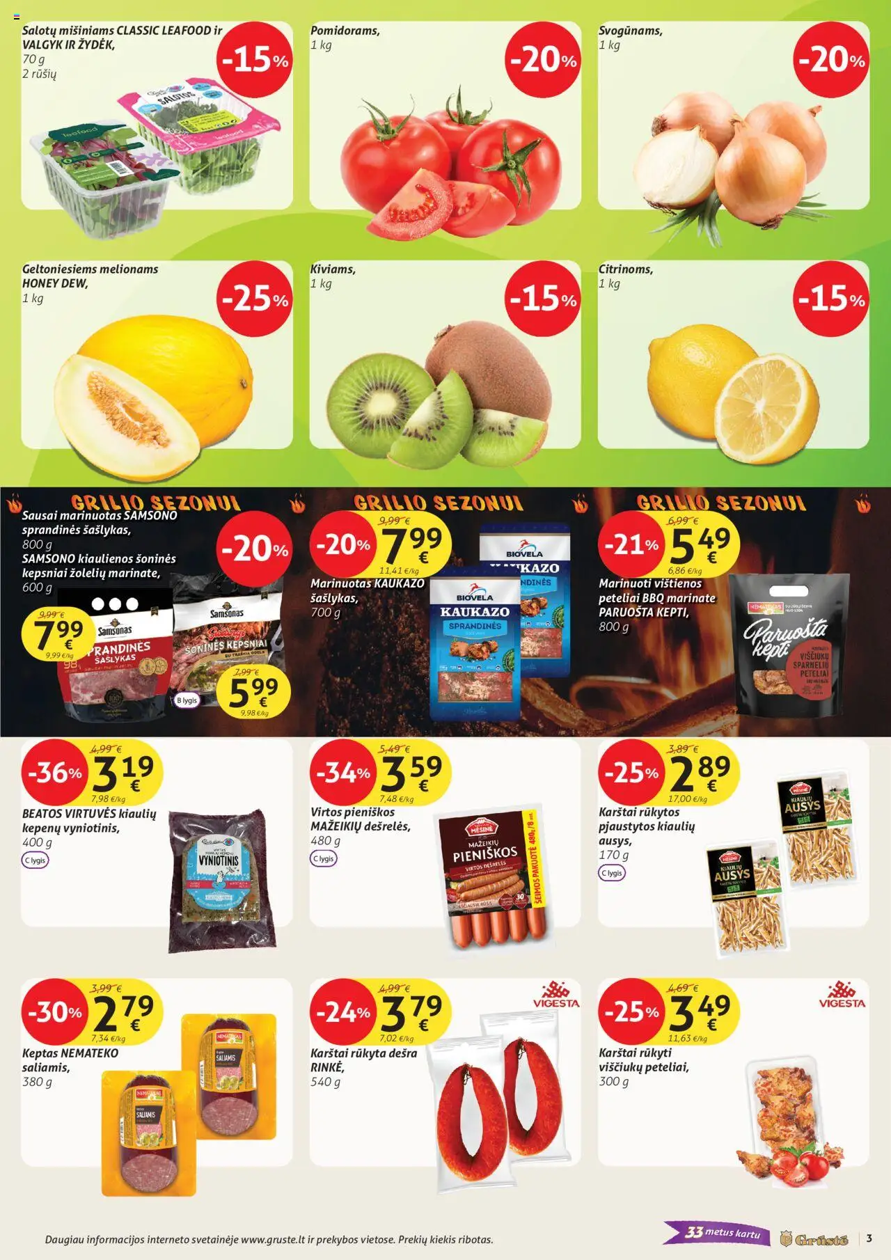 GRUSTE leidinys│galioja nuo 11.08.2025 | Puslapis: 3 | Prekių: Salotos, Vištienos, Kiaulienos, Saliamis