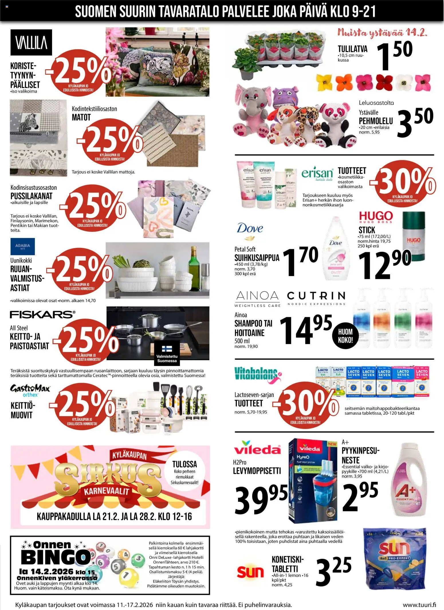 Tuuri tarjoukset – voimassa 11.02.2026 alkaen | Sivu: 2 | Tuotteet: Matot, Shampoo, Kynä, Tabletti