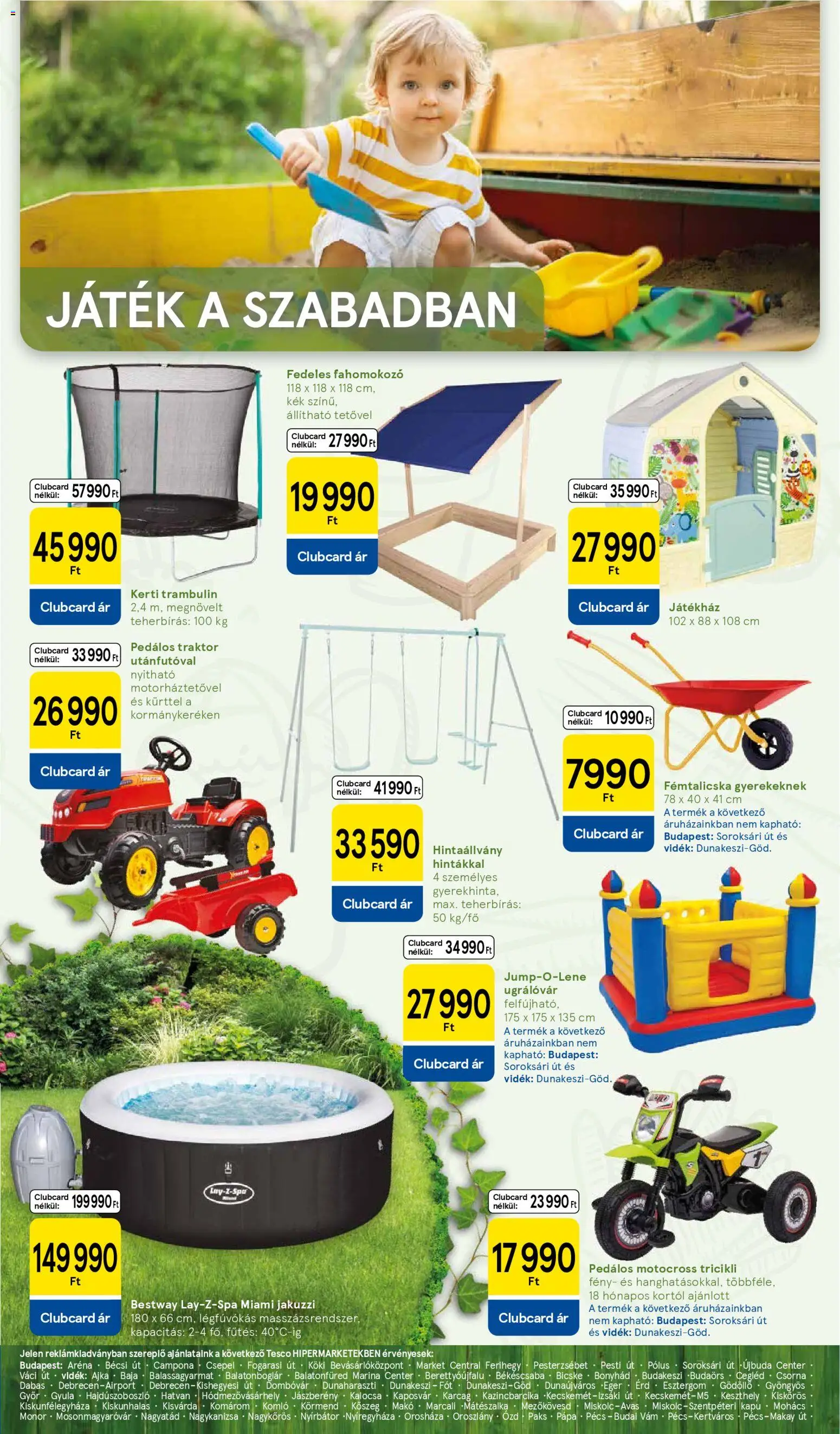 Tesco akciós ujság - amely érvényes a következő dátumtól: 08.04.2026 | Oldal: 12 | Termékek: Játék, Jakuzzi, Kapu, Trambulin
