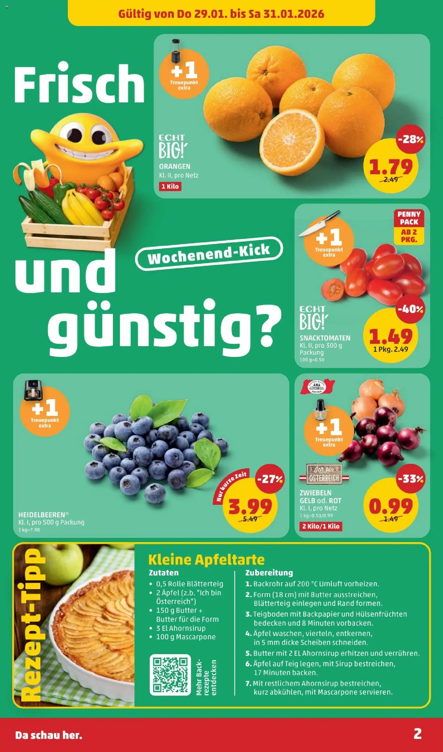 Penny Markt Flugblatt gültig ab 29.01.2026 | Seite: 2 | Produkte: Zwiebeln, Butter, Äpfel, Orangen
