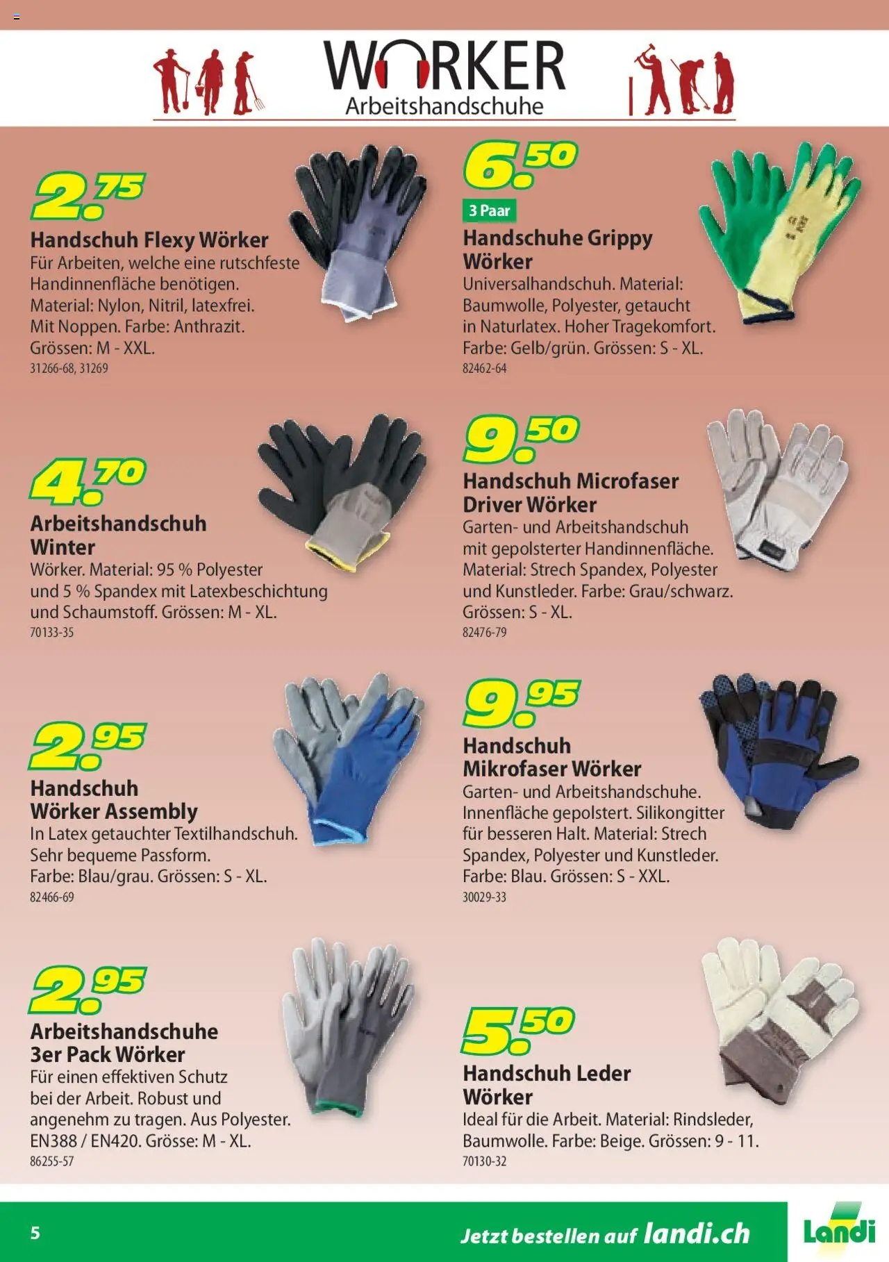 Landi Aktionen Arbeitsbekleidung Wörker ab 11.06.2025 | Seite: 5 | Produkte: Handschuhe