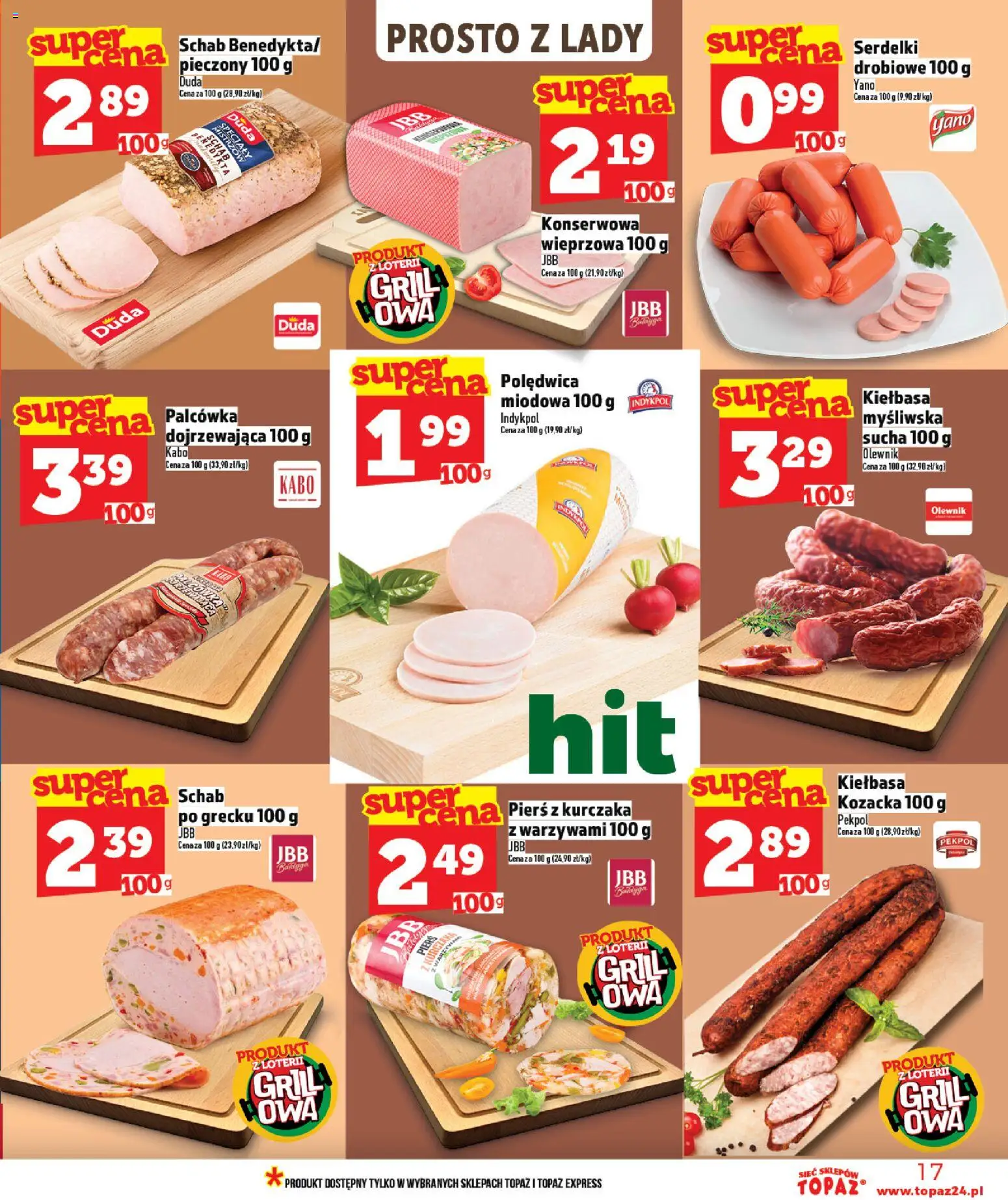 Topaz gazetka - Ceny małe na stałe od 30.04.2026 | Strona: 17 | Produkty: Kiełbasa, Pierś z kurczaka, Schab, Grill