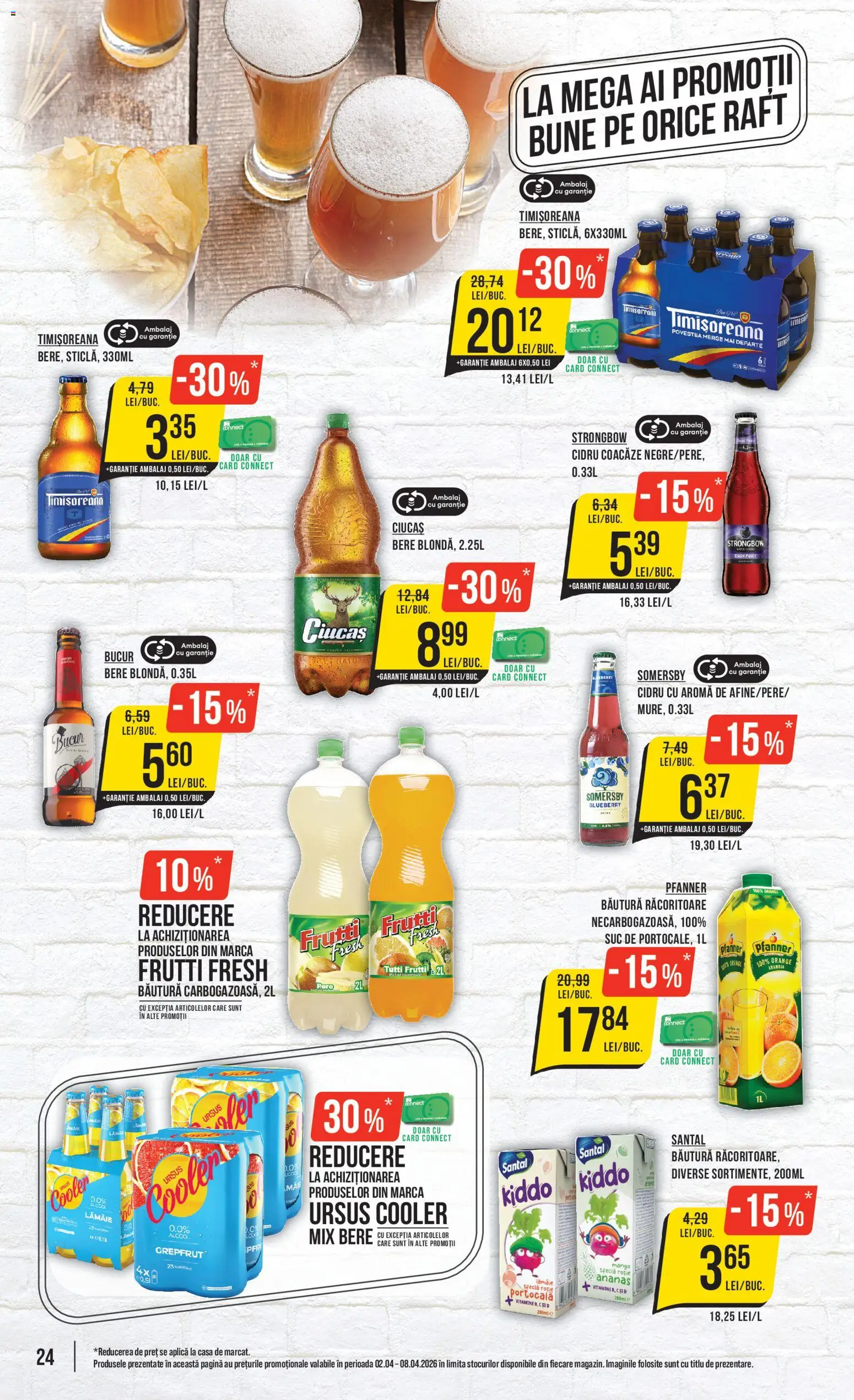 Noul catalog Mega Image – valabil de la 02.04.2026 | Pagină: 24 | Produse: Suc, Bere, Lămâie, Mango