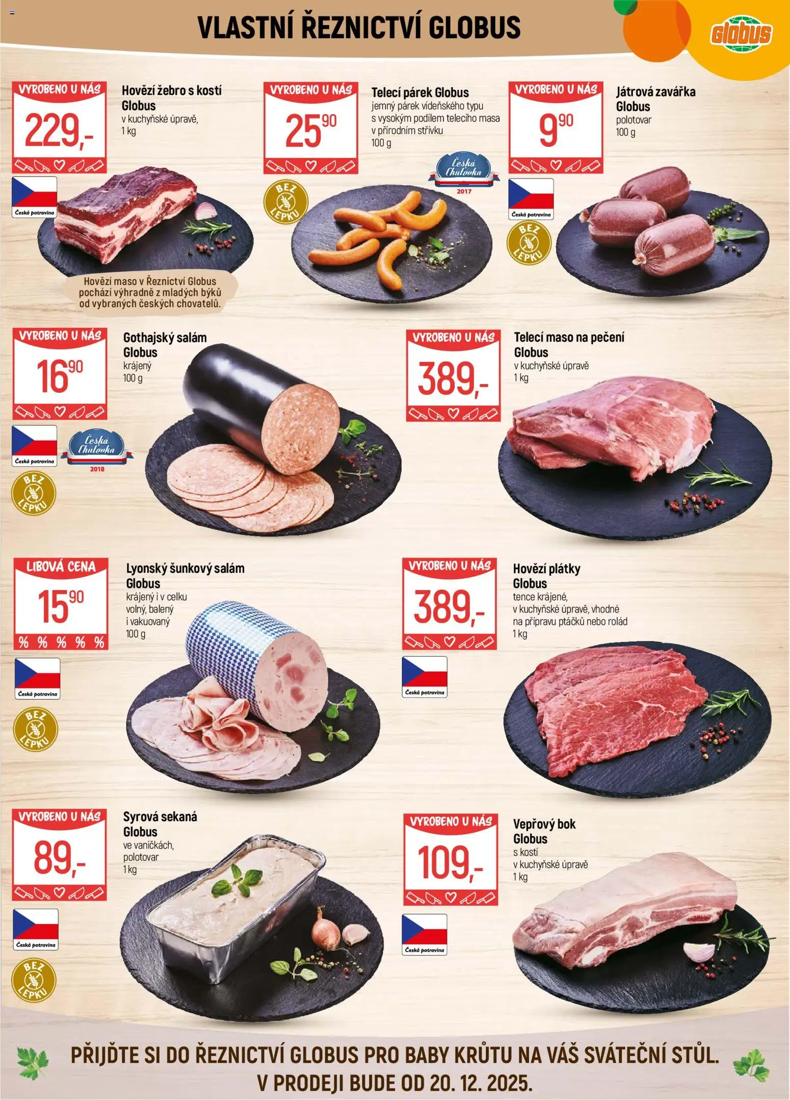 Globus leták - Praha Čakovice od 10.12.2025 | Strana: 3 | Produkty: Hovězí, Globus, Salám, Gothajský salám