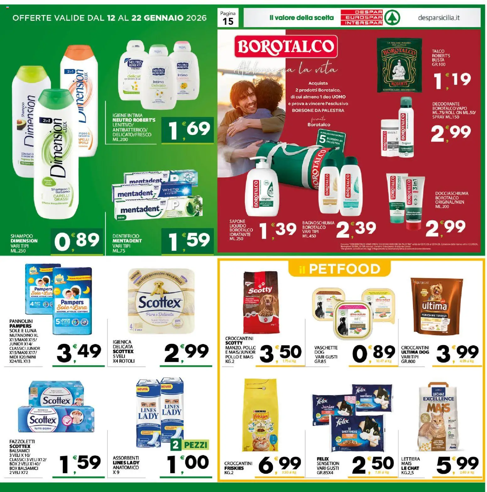 Volantino Interspar del 12.01.2026 | Pagina: 15 | Prodotti: Balsamo, Dentifricio, Borsone, Mais