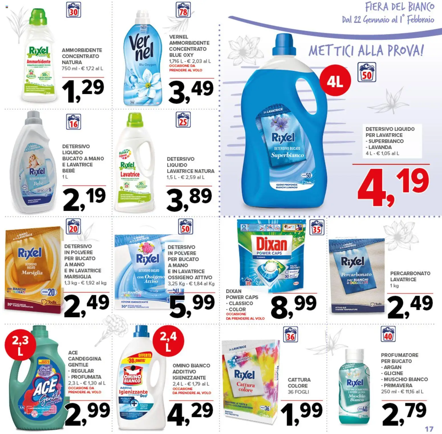 Volantino Todis del 22.01.2026 | Pagina: 17 | Prodotti: Ammorbidente, Candeggina, Lavatrice, Lavanda