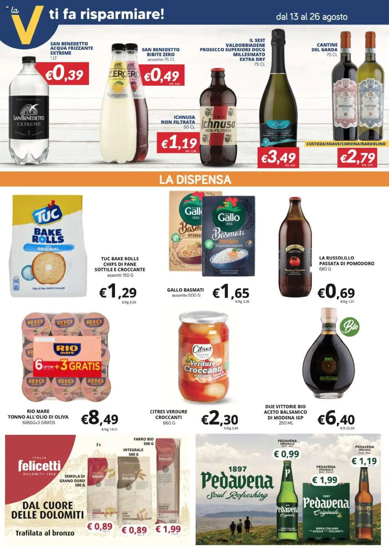 Volantino Visotto del 13.08.2025 | Pagina: 6 | Prodotti: Birra, Pomodoro, Passata di pomodoro, Farro