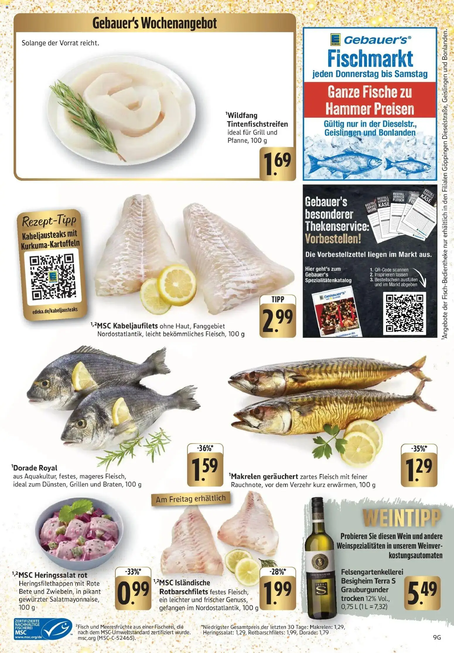 Edeka prospekt Geislingen	 – gültig ab 08.12.2025 | Seite: 9 | Produkte: Dorade, Käse, Meeresfrüchte, Fleisch