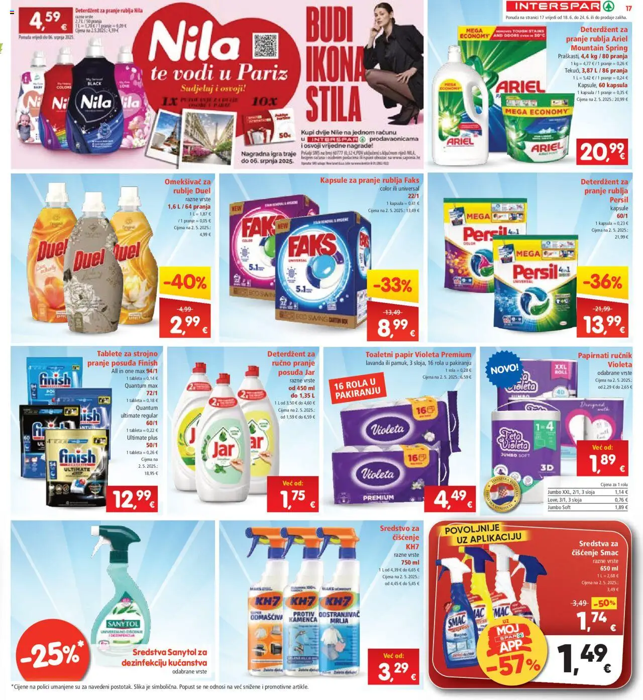 Interspar katalog | vrijedi od 18.06.2025 | Stranica: 17 | Proizvodi: Faks, Odstranjivač kamenca, Toaletni papir, Ariel