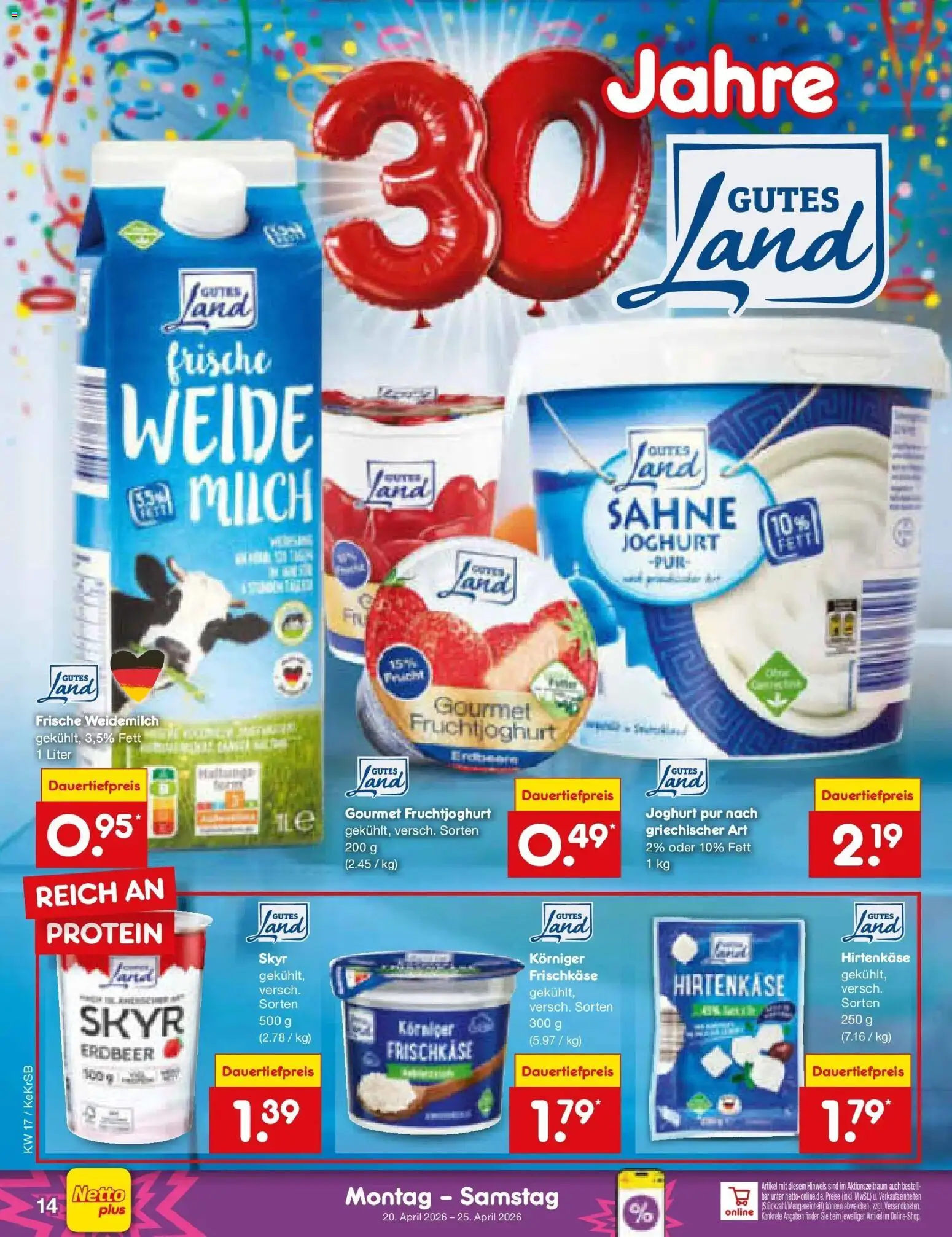 Netto Marken-Discount Prospekt Bonn	 – gültig ab 20.04.2026 | Seite: 16 | Produkte: Joghurt, Skyr, Sahne, Frischkase