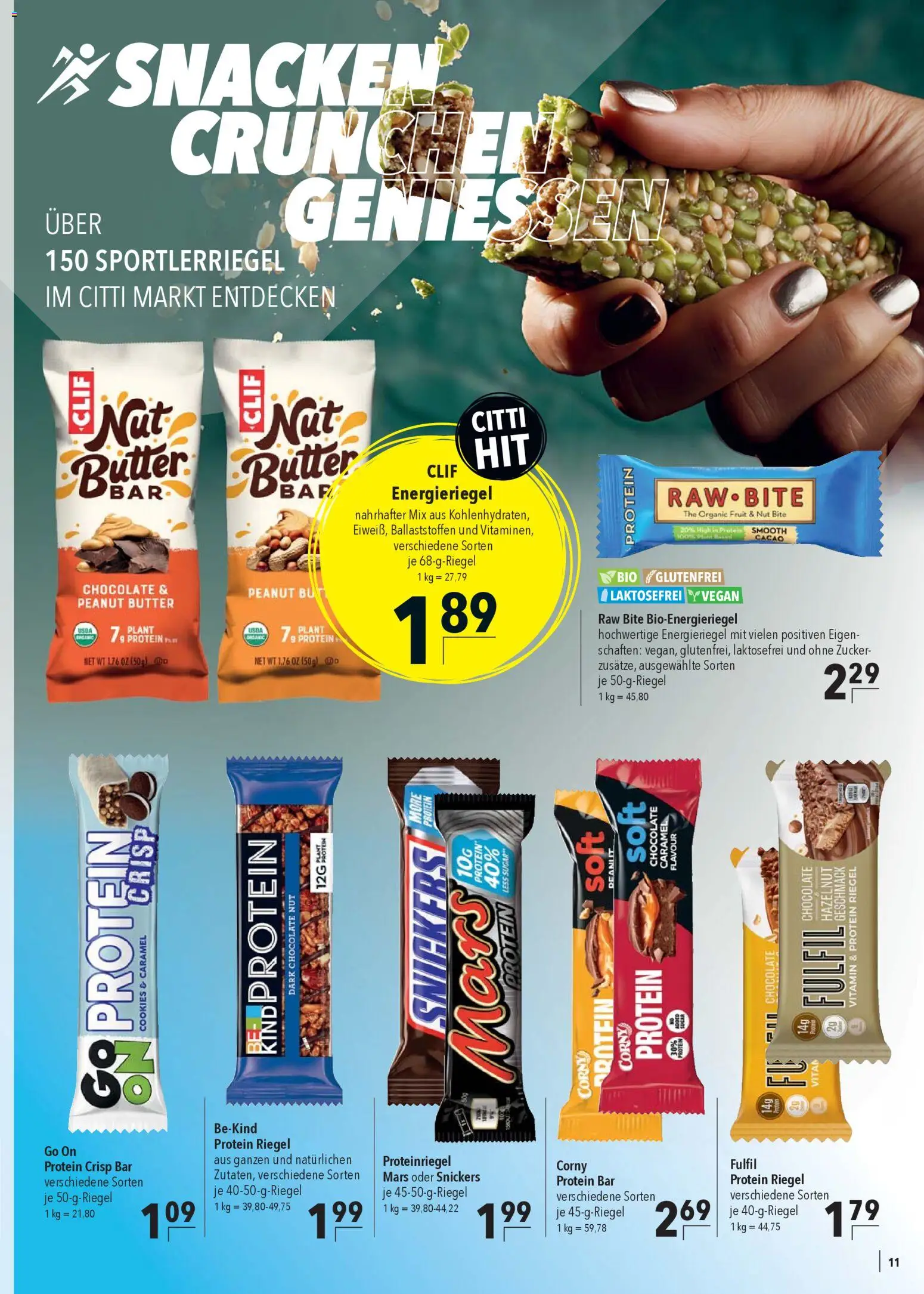 CITTI Markt Sportlernahrung – gültig ab 02.01.2026 | Seite: 11 | Produkte: Butter, Snickers, Mars, Zucker