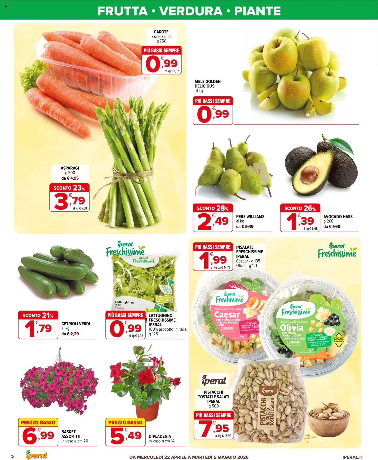 Volantino Iperal del 22.04.2026 | Pagina: 2 | Prodotti: Mele, Carote, Olive, Crostini