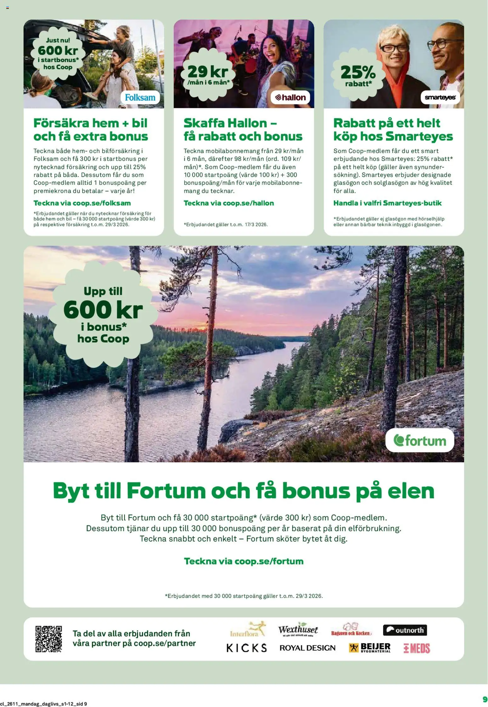 Coop Daglivs reklamblad aktuell från 09.03.2026 | Sida: 9 | Produkter: Galler, Solglasögon, Glasögon, Hallon
