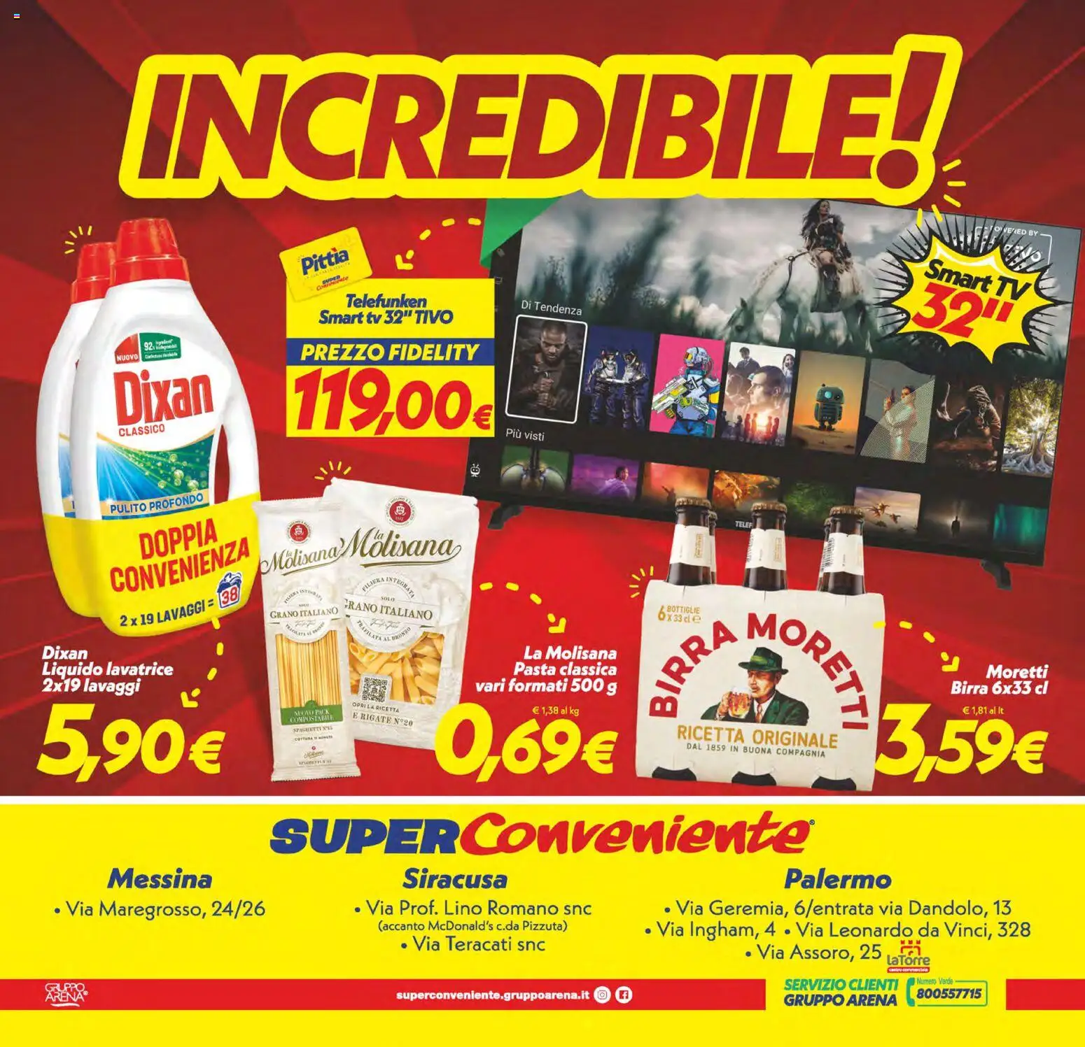 Volantino SuperConveniente del 23.01.2026 | Pagina: 24 | Prodotti: smart TV, Pasta, Lavatrice, TV