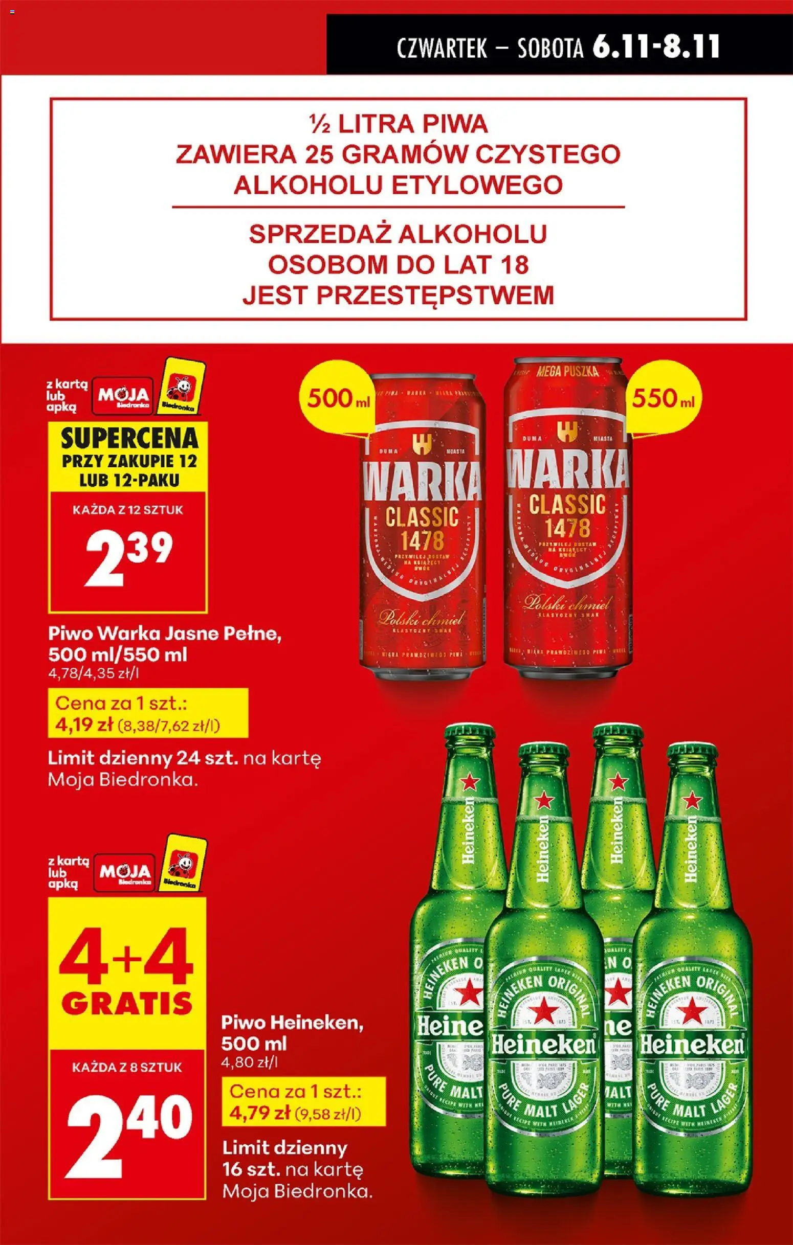 Biedronka gazetka - Oferta w tym tygodniu od 06.11.2025 | Strona: 11 | Produkty: Karta, Warka, Piwo Warka, Piwo