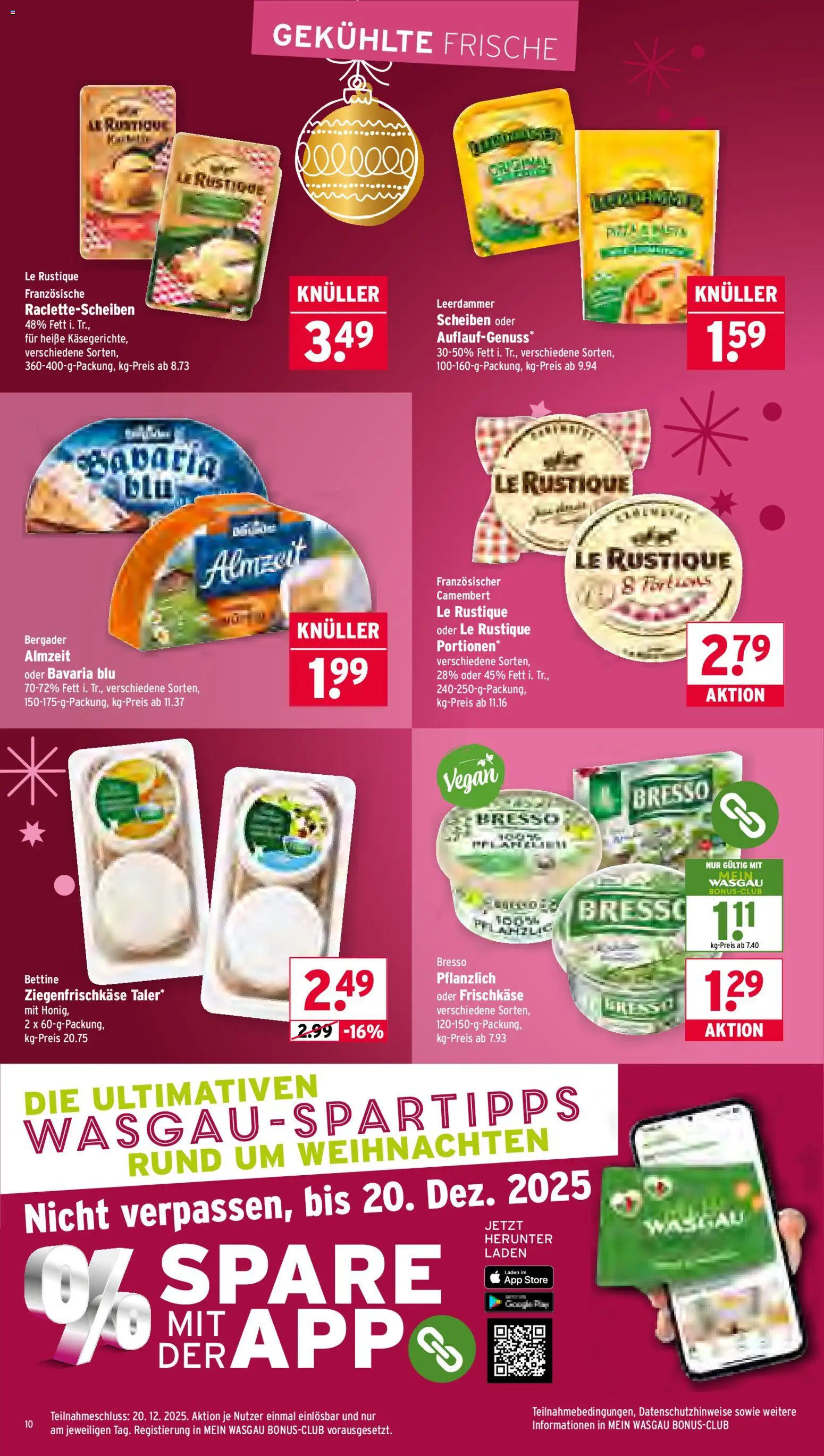 Wasgau Prospekt 	 – gültig ab 15.12.2025 | Seite: 10 | Produkte: Bresso, Leerdammer, Frischkase