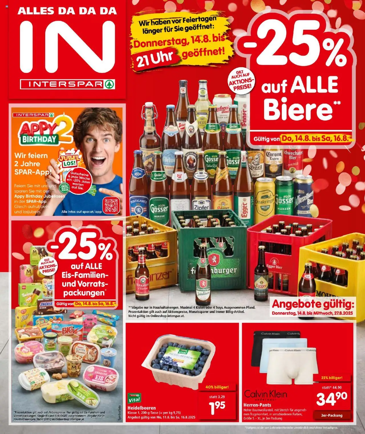 Interspar Flugblatt gültig ab 14.08.2025 | Seite: 1 | Produkte: Uhr, Bier
