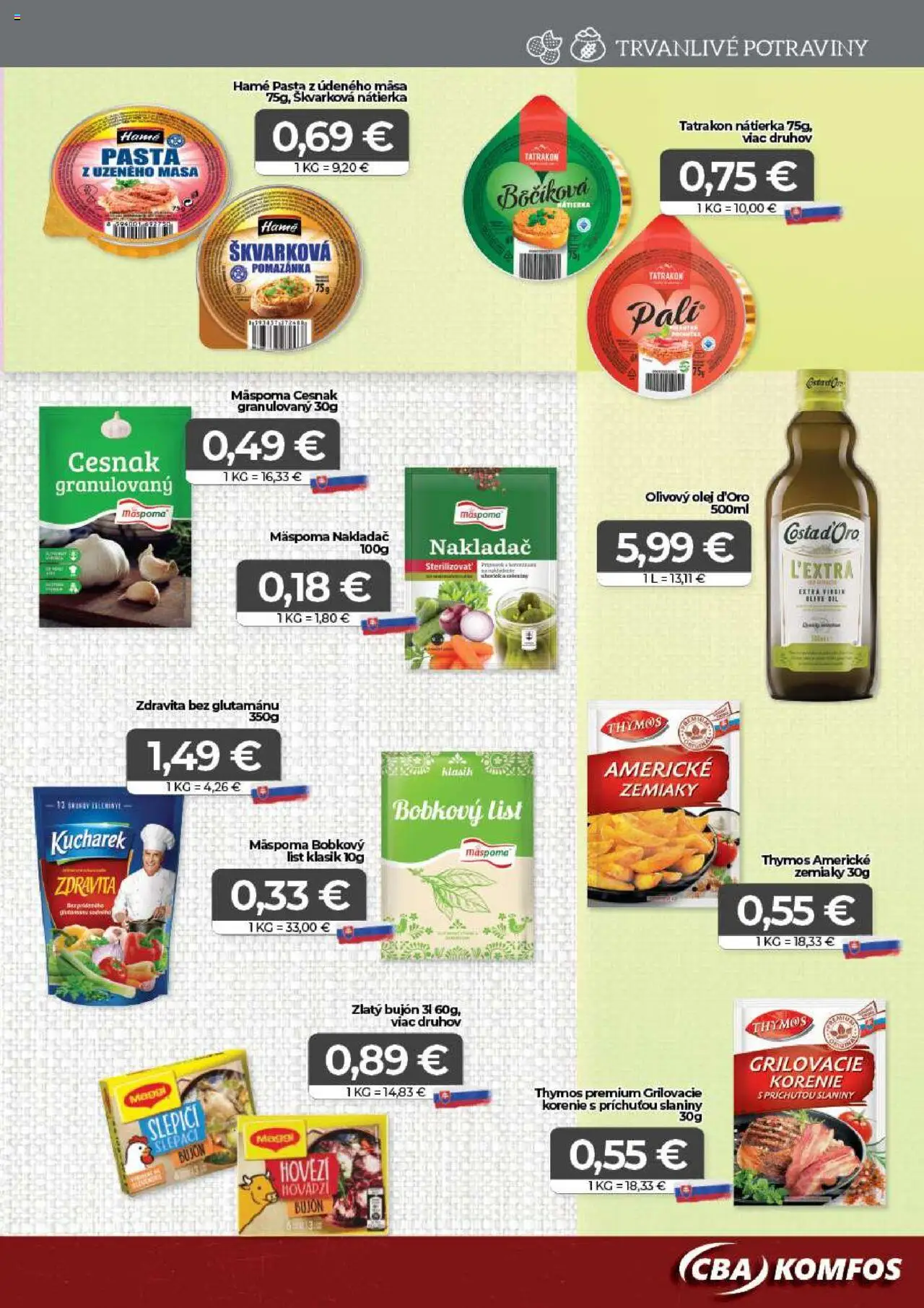 CBA Komfos leták │ platný od 18.07.2025 | Strana: 7 | Produkty: Olej, Bujón, Cesnak, Zemiaky