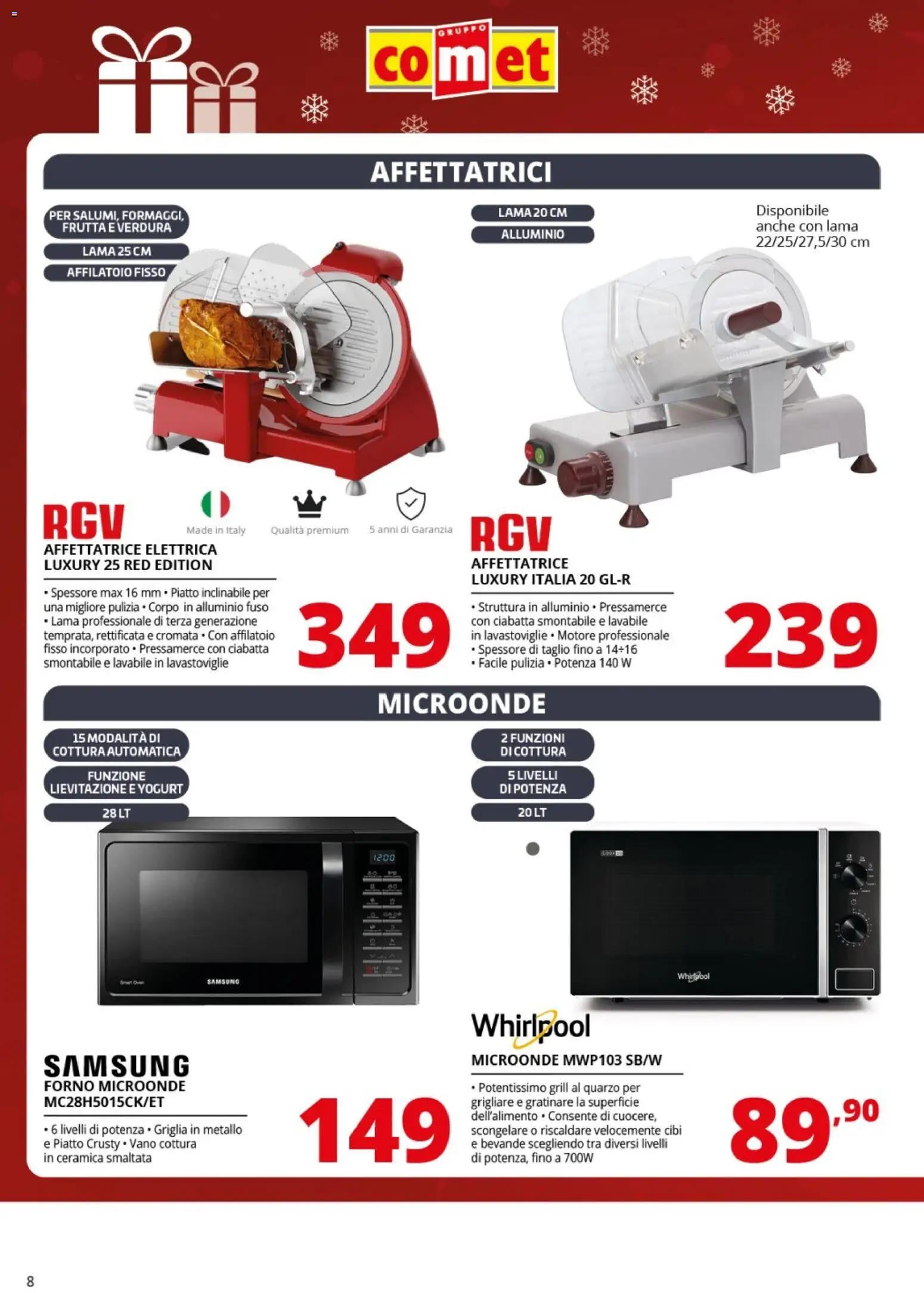 Volantino Comet del 01.12.2025 | Pagina: 8 | Prodotti: Microonde, Yogurt, Forno, Griglia