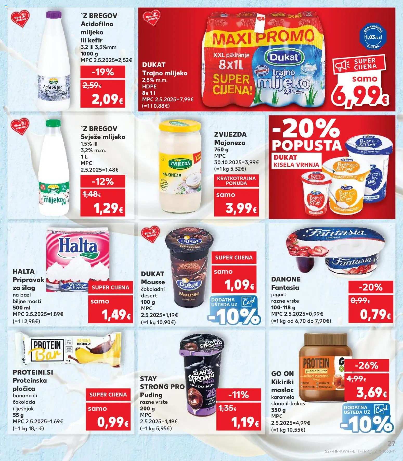 Kaufland katalog | vrijedi od 19.11.2025 | Stranica: 27 | Proizvodi: Mlijeko, Lješnjak, Trajno mlijeko, Majoneza