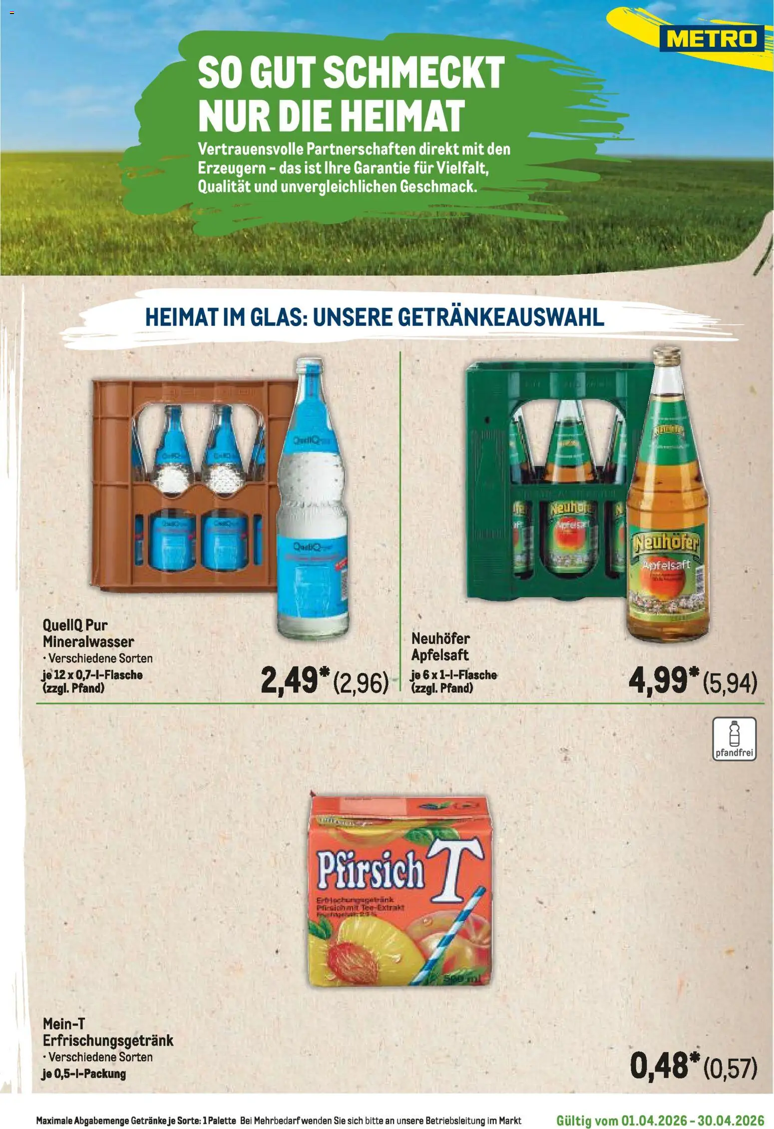 Metro Regionaler Flyer – gültig ab 01.04.2026 | Seite: 123 | Produkte: Apfelsaft, Mineralwasser, Pfirsich